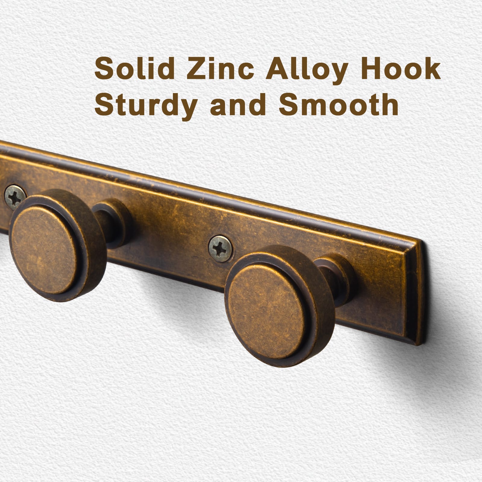 Goo-Ki Minimalist Round Knob Zinc Alloy Coat Hook Rail, Wall Mounted Robe Hanger for Coats, Towels & Accessories