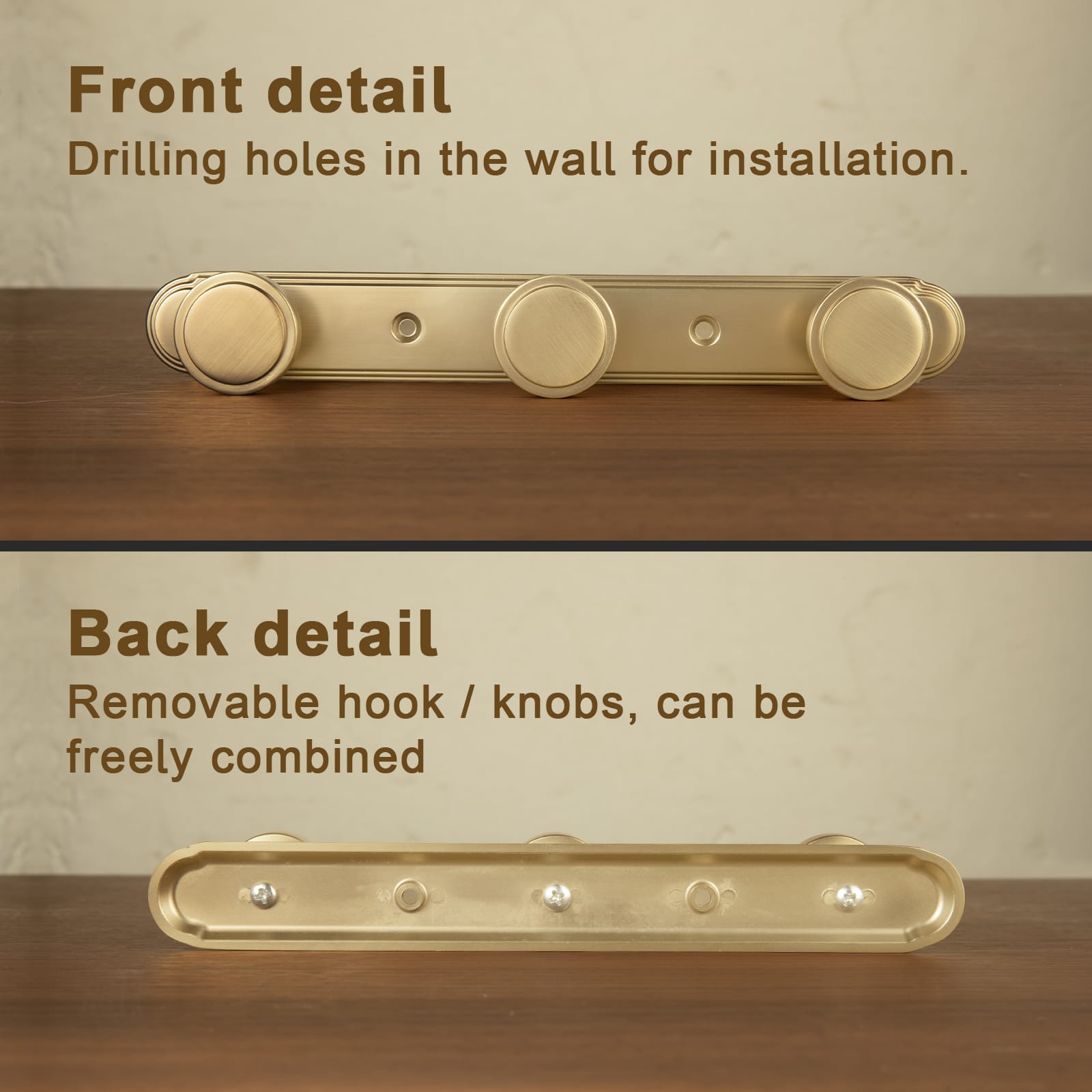 Goo-Ki Minimalist Round Knob Zinc Alloy Coat Hook Rail, Wall Mounted Robe Hanger for Coats, Towels & Accessories
