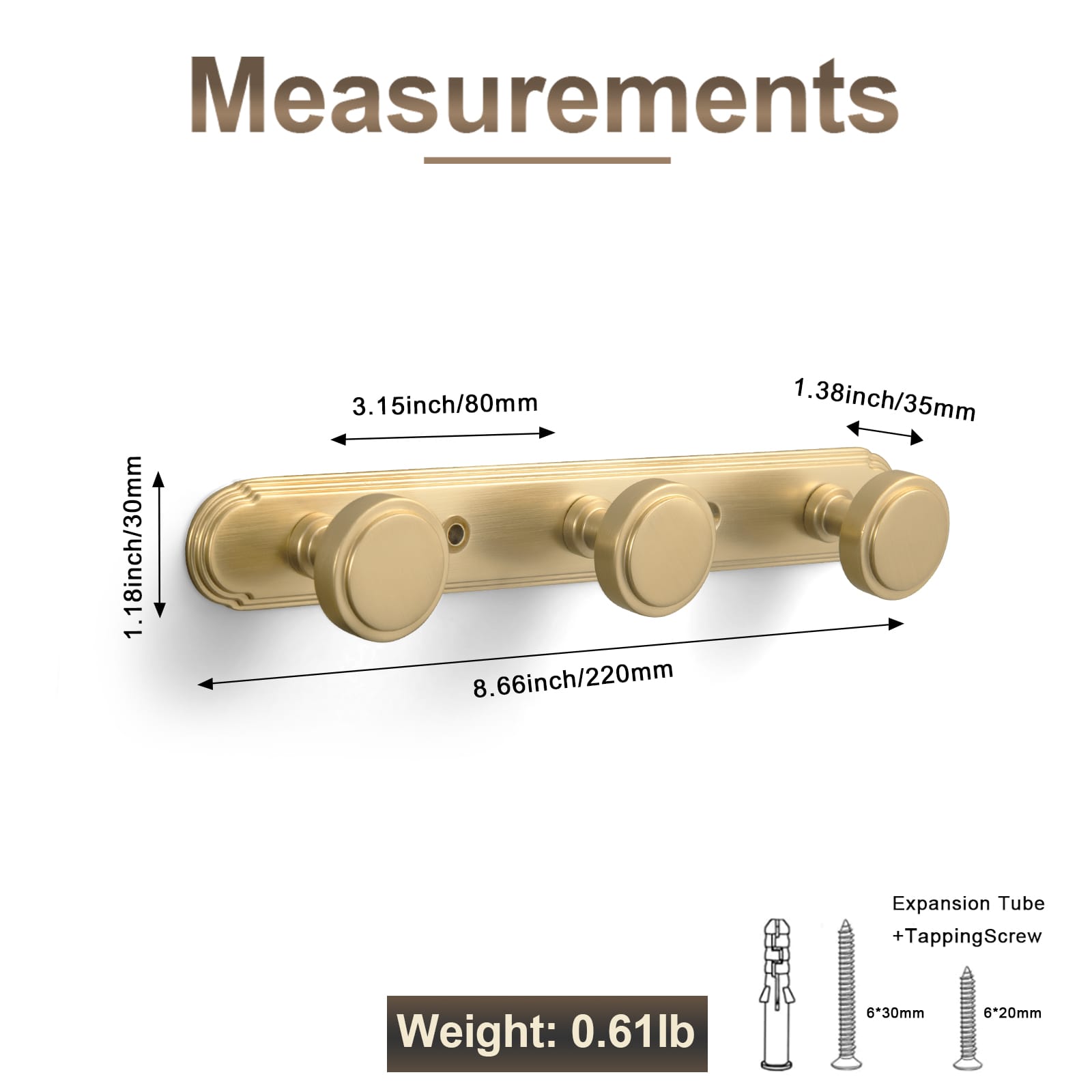 Goo-Ki Minimalist Round Knob Zinc Alloy Coat Hook Rail, Wall Mounted Robe Hanger for Coats, Towels & Accessories