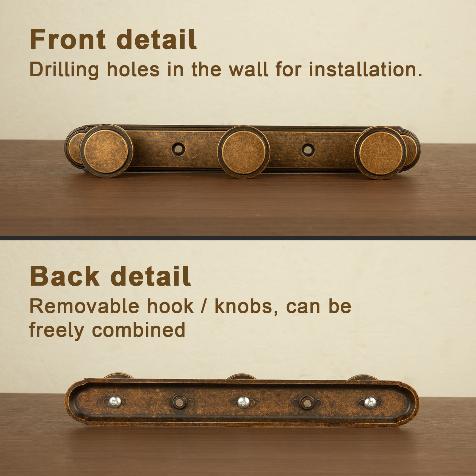 Goo-Ki Minimalist Round Knob Zinc Alloy Coat Hook Rail, Wall Mounted Robe Hanger for Coats, Towels & Accessories