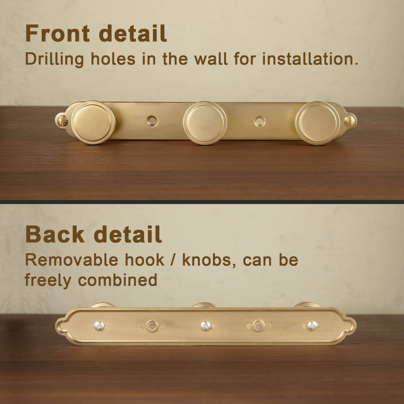 Goo-Ki Minimalist Round Knob Zinc Alloy Coat Hook Rail, Wall Mounted Robe Hanger for Coats, Towels & Accessories