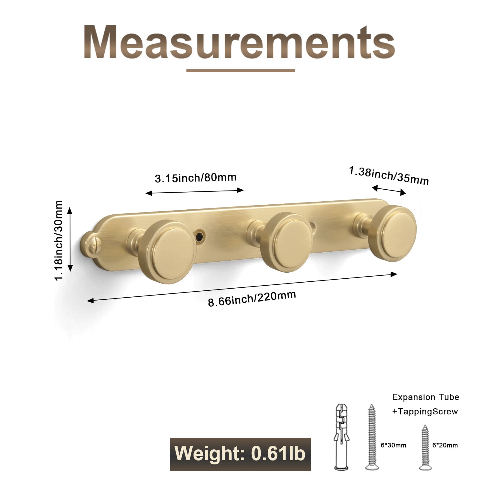 Goo-Ki Minimalist Round Knob Zinc Alloy Coat Hook Rail, Wall Mounted Robe Hanger for Coats, Towels & Accessories
