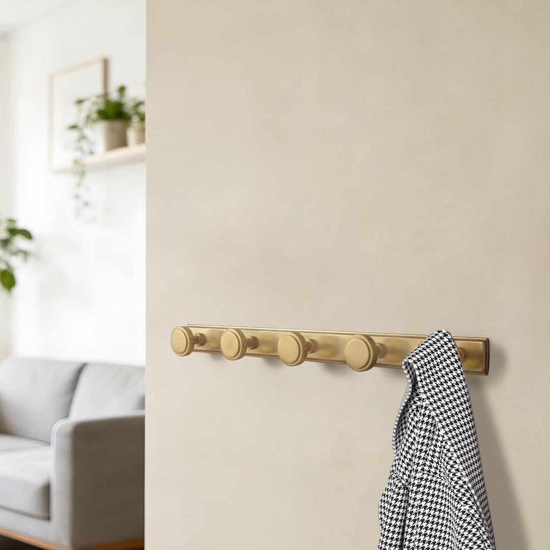 Goo-Ki Minimalist Round Knob Zinc Alloy Coat Hook Rail, Wall Mounted Robe Hanger for Coats, Towels & Accessories