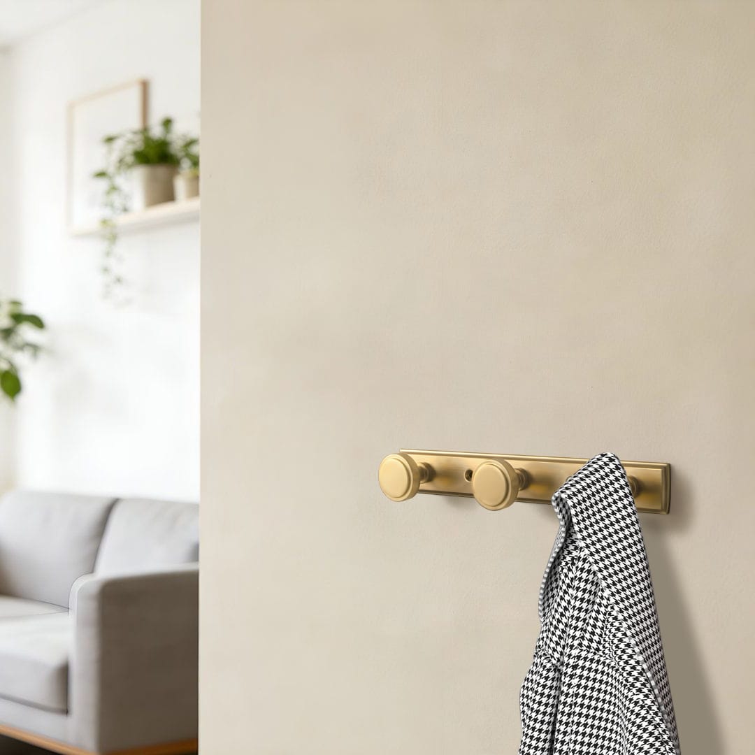 Goo-Ki Minimalist Round Knob Zinc Alloy Coat Hook Rail, Wall Mounted Robe Hanger for Coats, Towels & Accessories