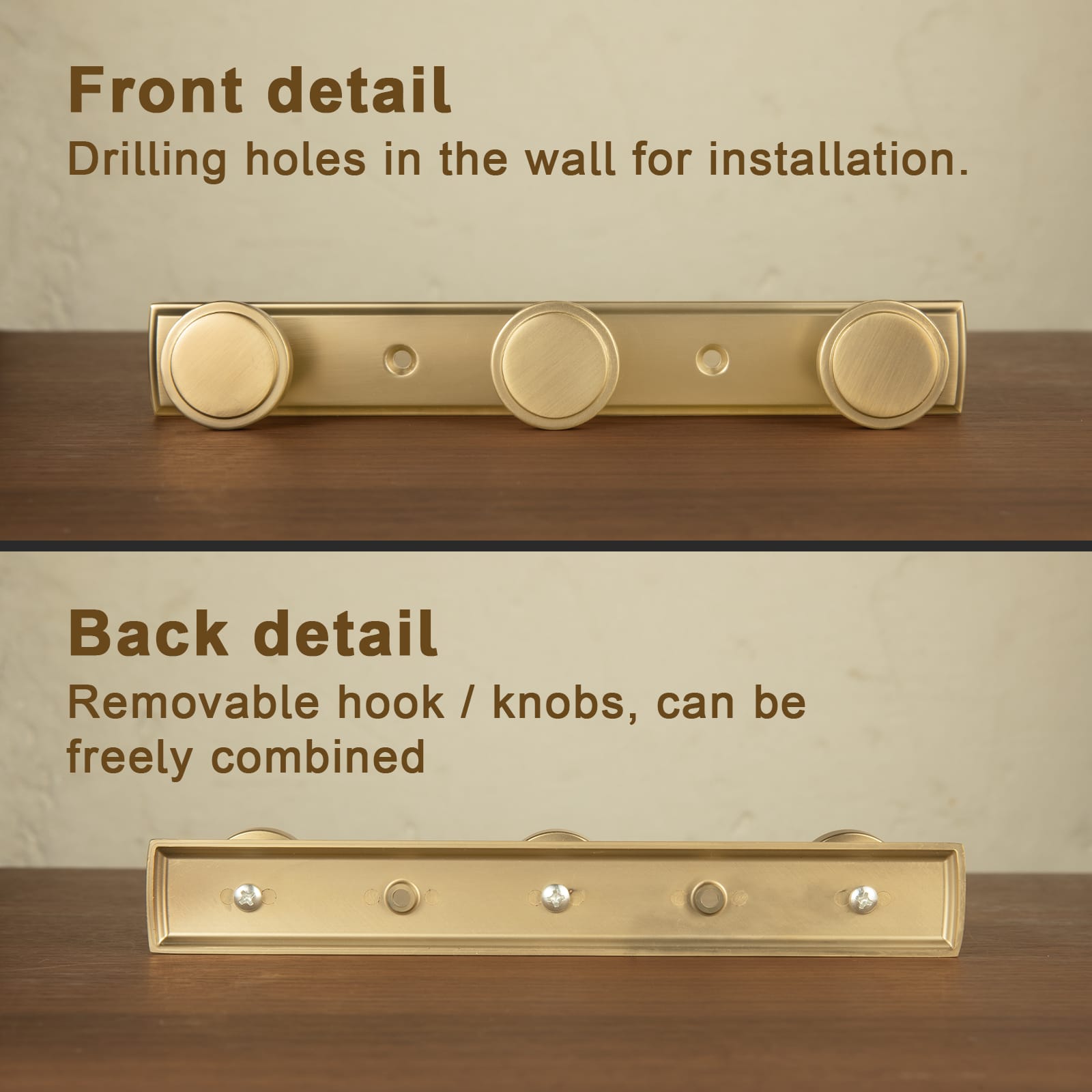Goo-Ki Minimalist Round Knob Zinc Alloy Coat Hook Rail, Wall Mounted Robe Hanger for Coats, Towels & Accessories
