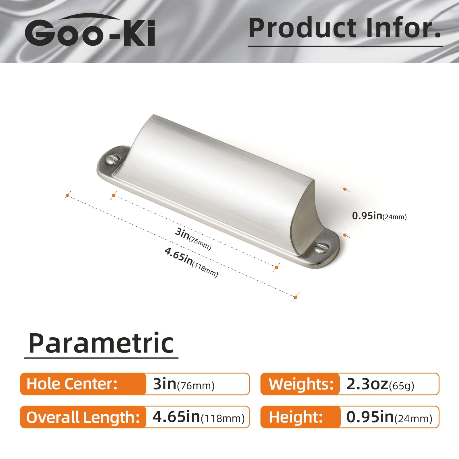 Goo-Ki Modern Multi-Color Cabinet Cup Pulls Bin Drawer Pull Stylish Hardware for Furniture Upgrades