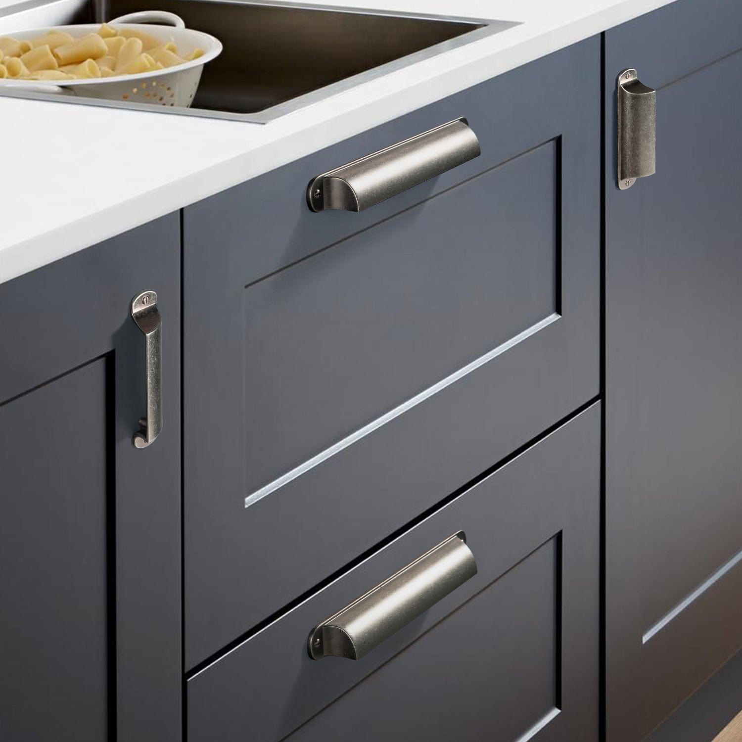 Goo-Ki Modern Multi-Color Cabinet Cup Pulls Bin Drawer Pull Stylish Hardware for Furniture Upgrades