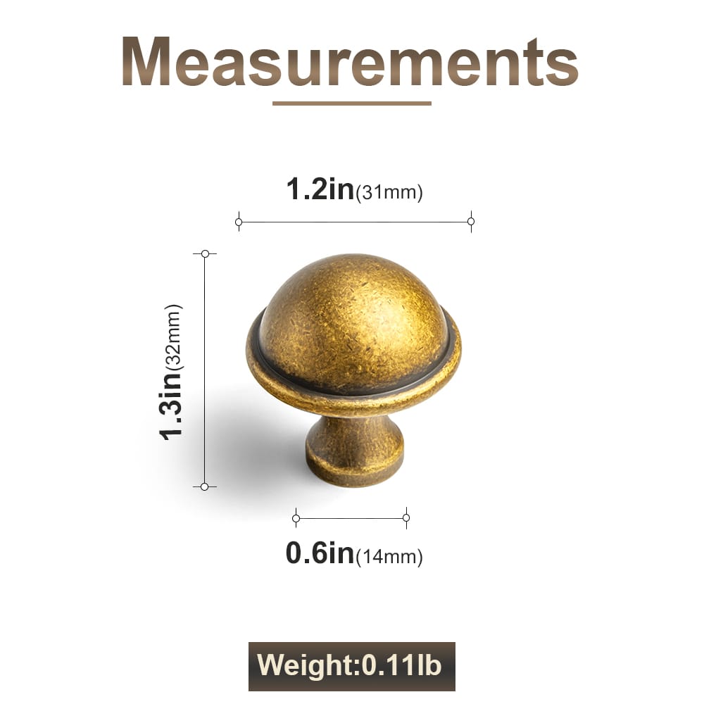 Goo-Ki Mushroom Dome Zinc Alloy Cabinet Knobs, Classic Bulb Round Drawer Knob for Vanity Furniture Hardware