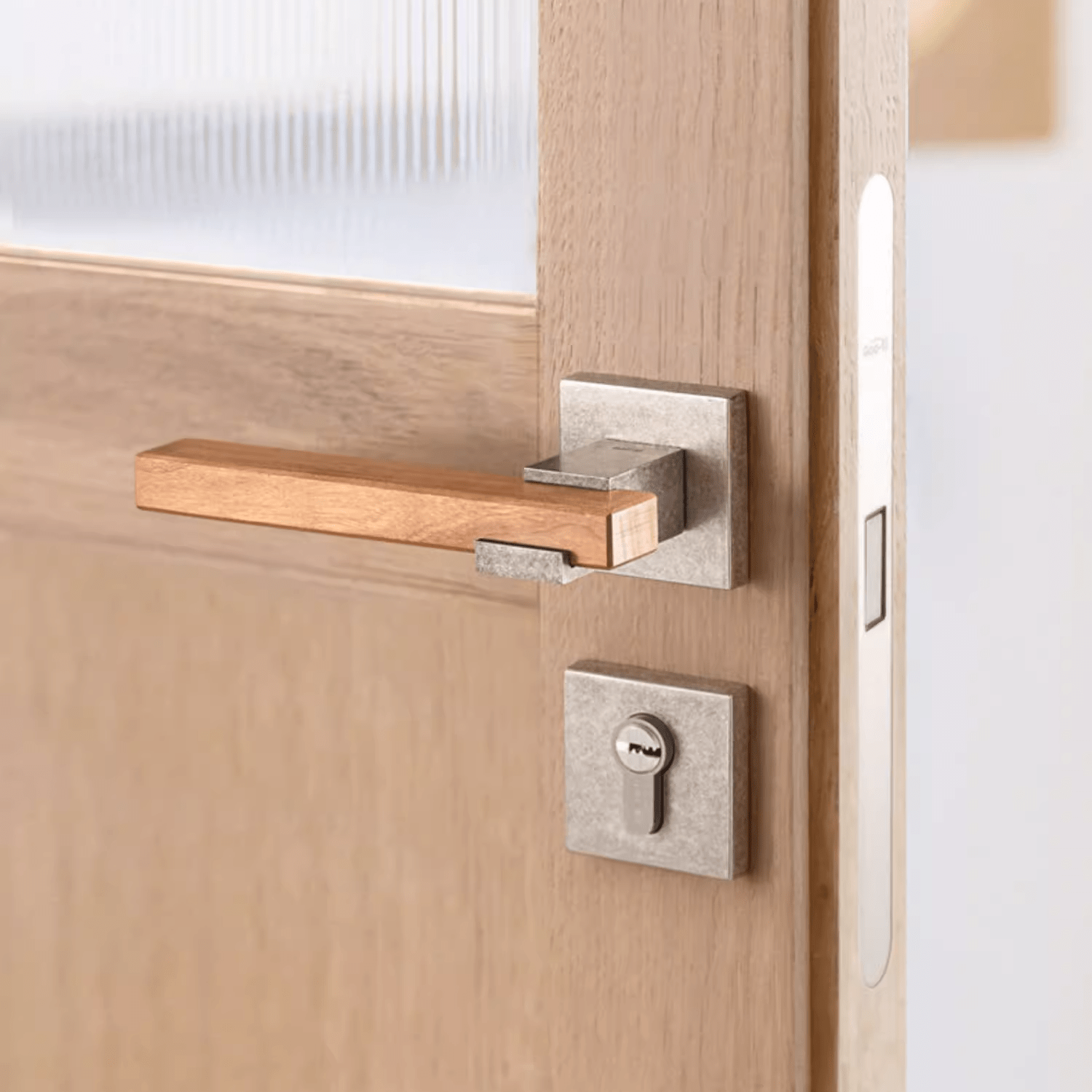 Goo-Ki North America Cherry Wood Door Handle Set for Bedroom Household Antique Silver Door Lock