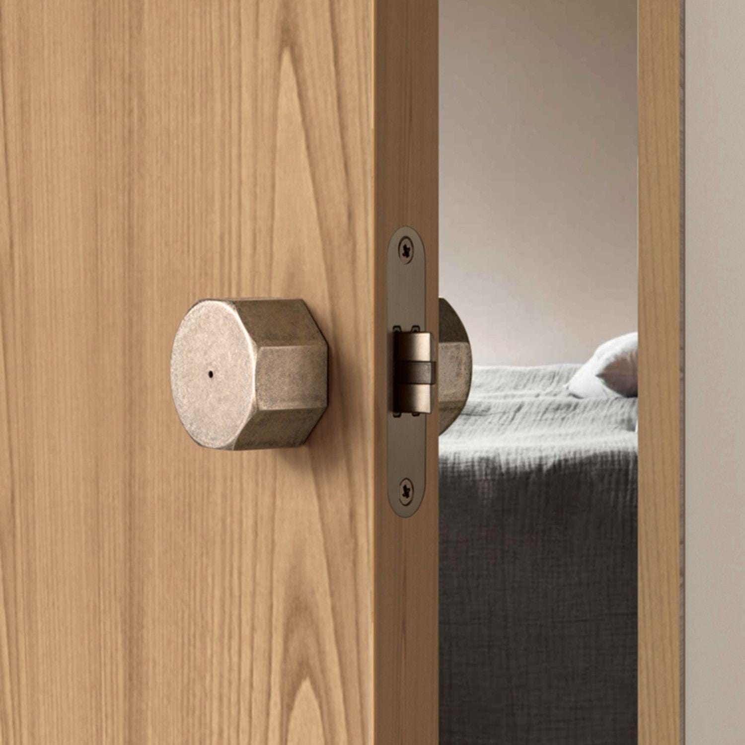 Goo-Ki Octagonal Antique Silver Door Lock Security Rotatable Interior Keyless Door Lock