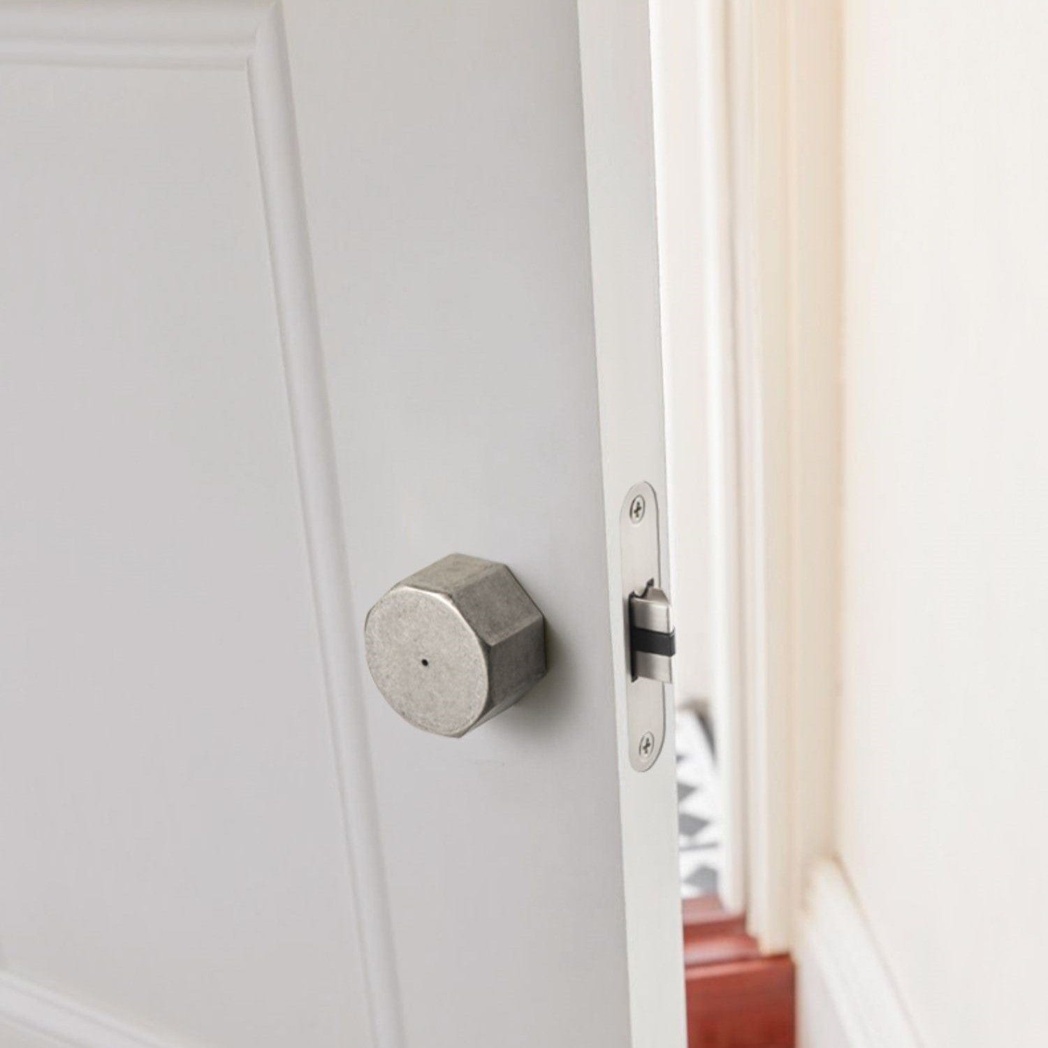 Goo-Ki Octagonal Antique Silver Door Lock Security Rotatable Interior Keyless Door Lock