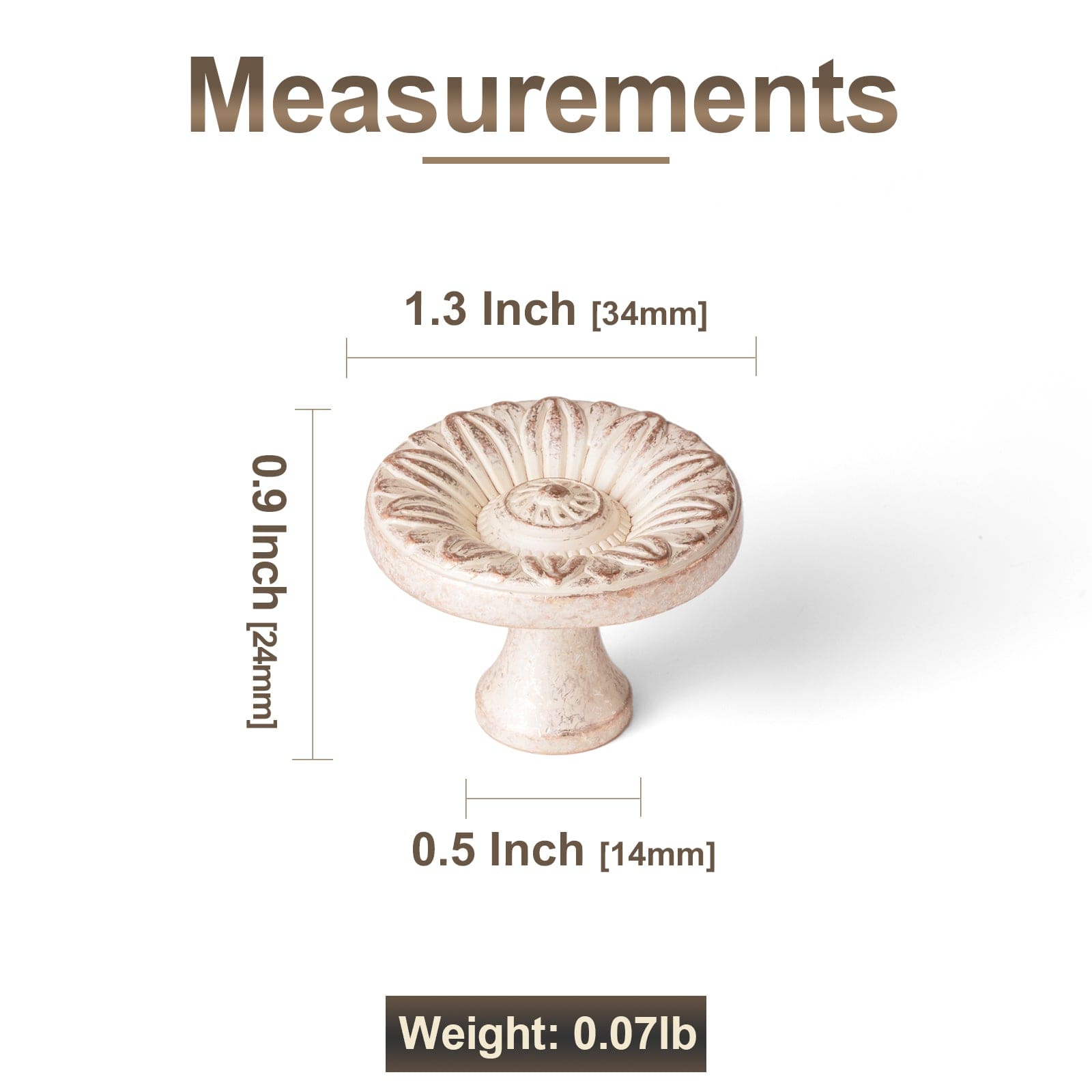 Goo-Ki Ornate Sunflower Embossed Cabinet Knobs Distressed Multi-Tone Zinc Alloy Furniture Hardware