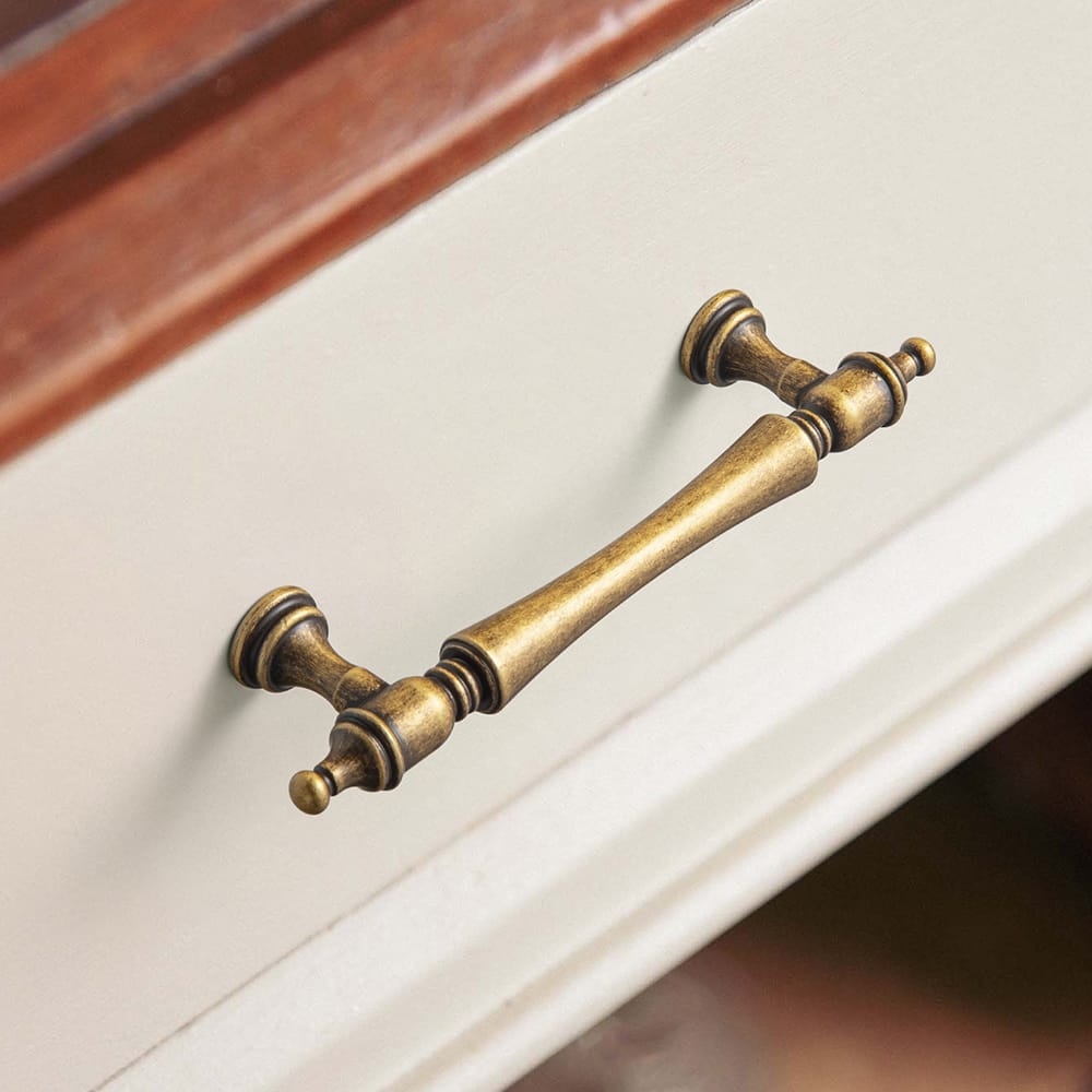 Goo-Ki Ornate Tapered Cabinet Handle with Sculpted Detailing Vintage Hardware for Kitchen