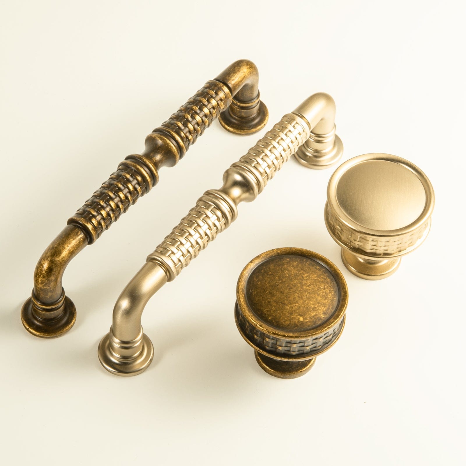 Goo-Ki Ornate Woven Pattern Zinc Alloy Cabinet Knobs & Pulls - Retro Style Hardware for Kitchen Cabinets
