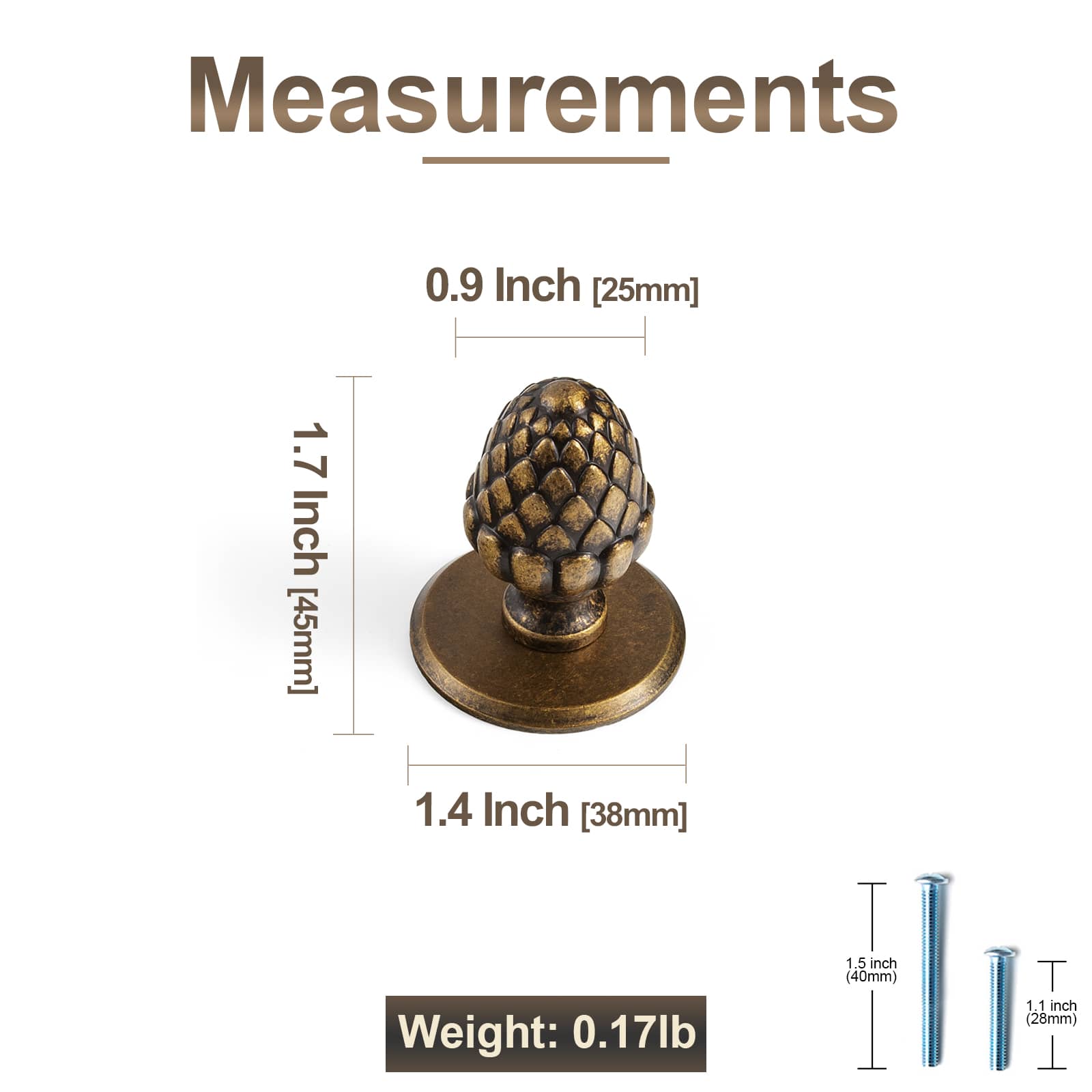 Goo-Ki Pinecone-Shaped Cabinet Knobs Premium Zinc Alloy Decorative Drawer Knobs with Multiple Styles of Round Backplates