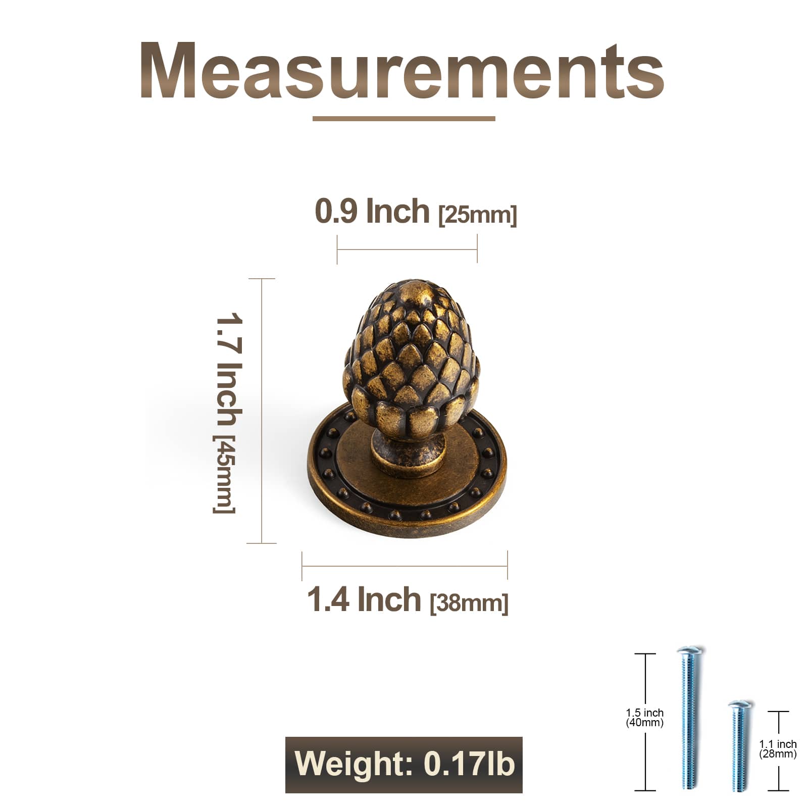 Goo-Ki Pinecone-Shaped Cabinet Knobs Premium Zinc Alloy Decorative Drawer Knobs with Multiple Styles of Round Backplates