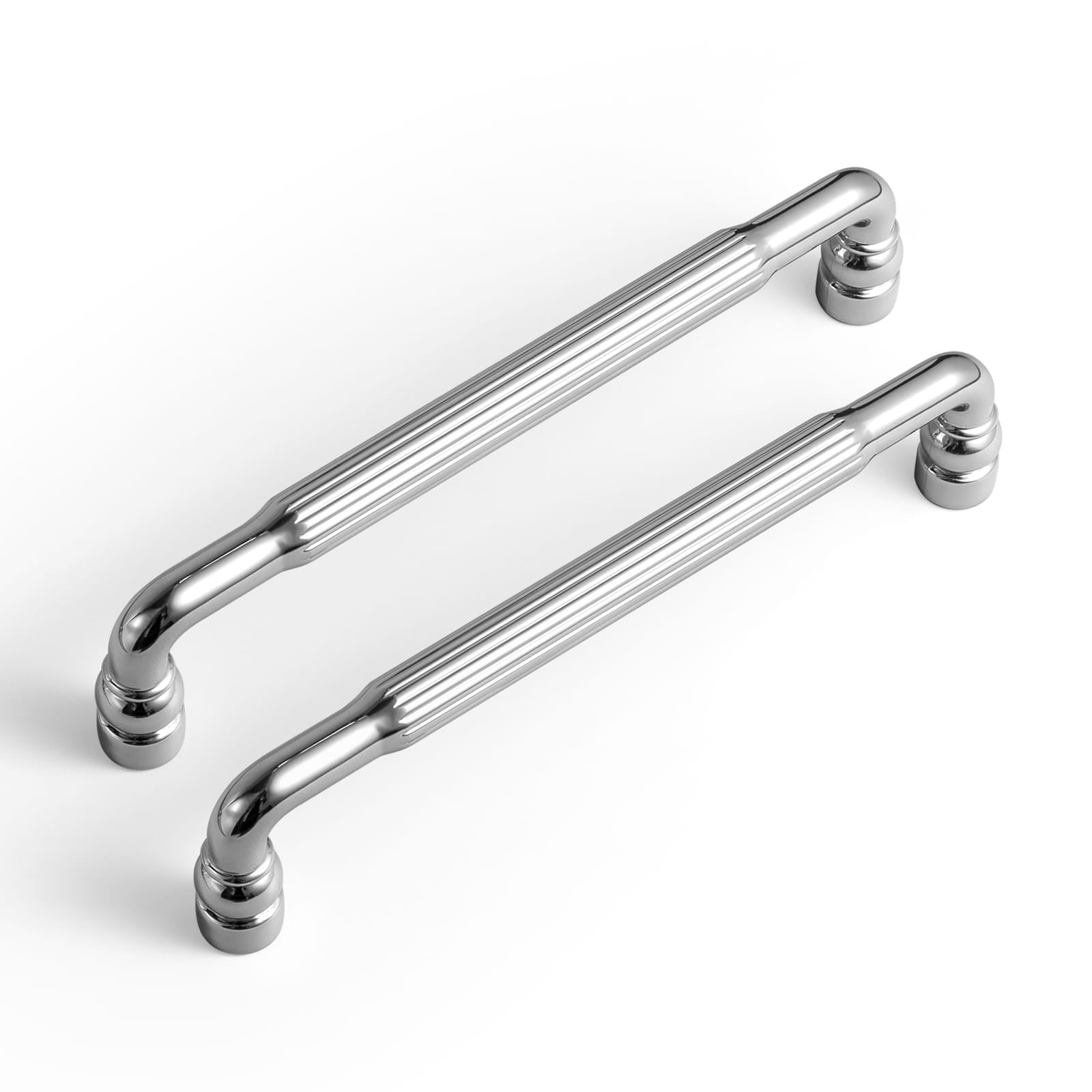 Goo-Ki Polished Chrome / 5'' Hole Center / 6 Pack Industrial Decorative Cabinet Pulls Unique L-shaped Drawer Handles with Textured Grip