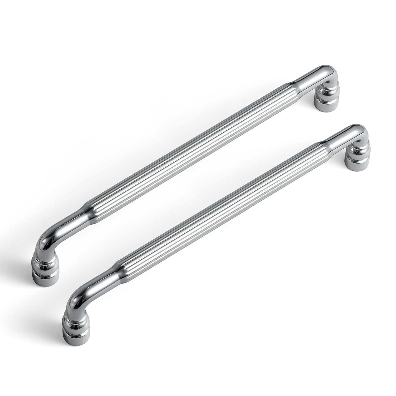 Goo-Ki Polished Chrome / 7.6'' Hole Center / 6 Pack Industrial Decorative Cabinet Pulls Unique L-shaped Drawer Handles with Textured Grip