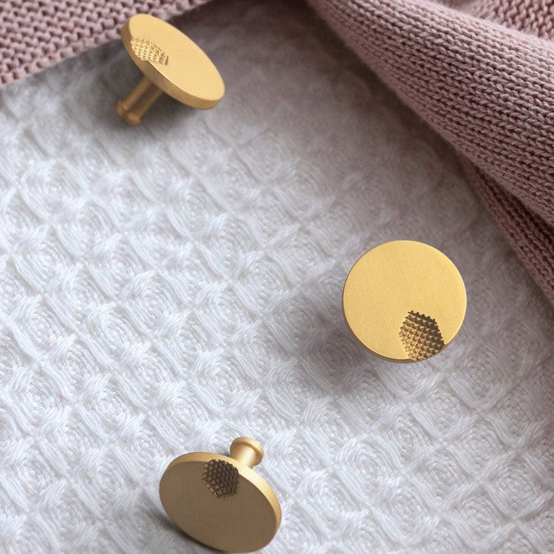 Goo-Ki Pure Copper Brushed Texture Single Hole Cabinet Knob Simple Drawer Handle