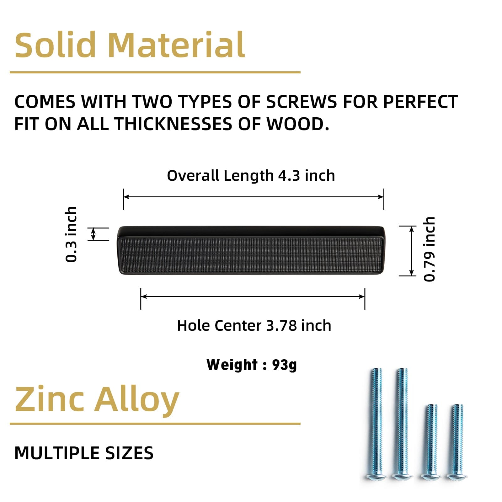 Goo-Ki Rectangular Kitchen Drawer Pulls Finger Pull Modern Zinc Alloy Cabinet Handles