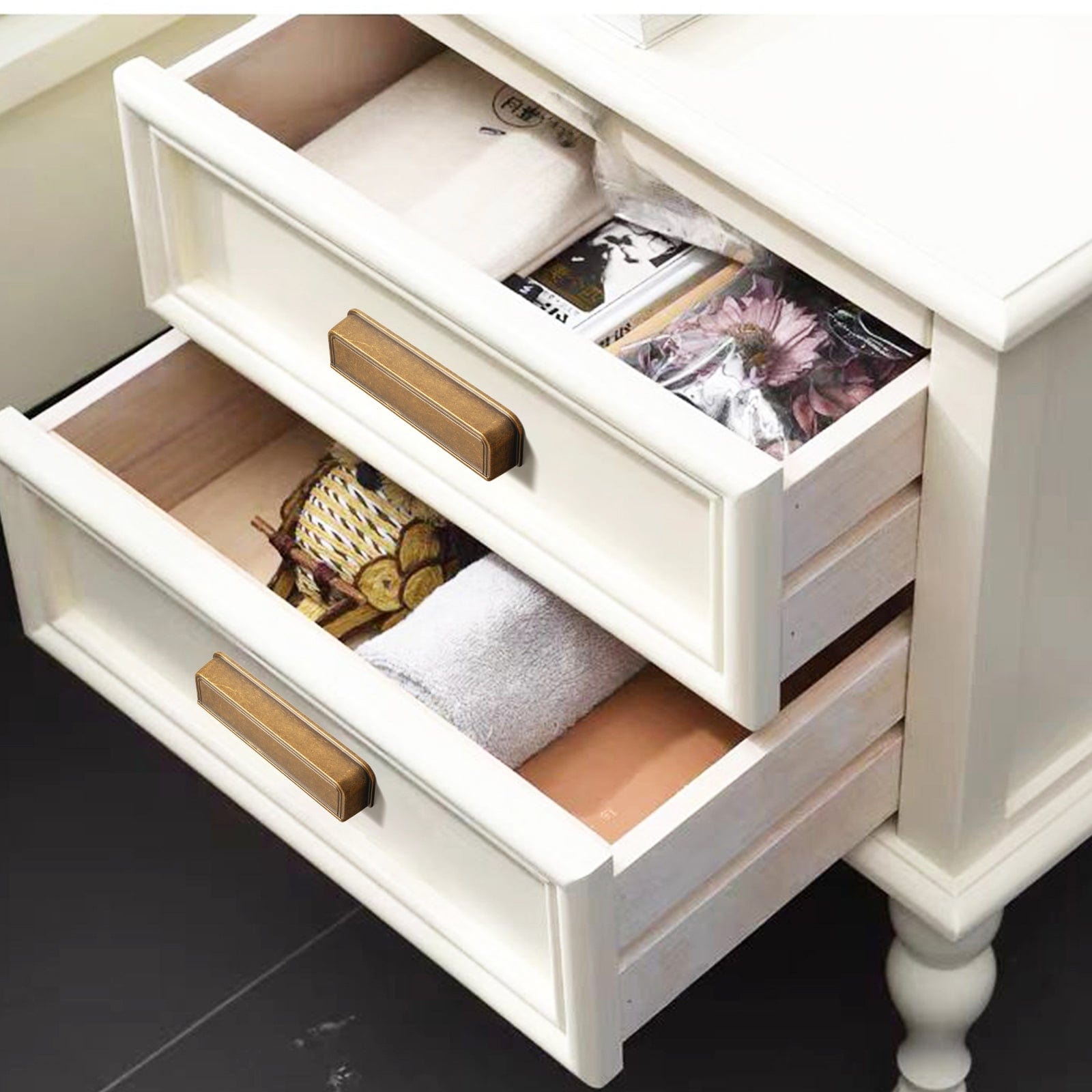 Goo-Ki Rectangular Profile Cabinet Pulls with Trimmed Edges - Retro Drawer Handles