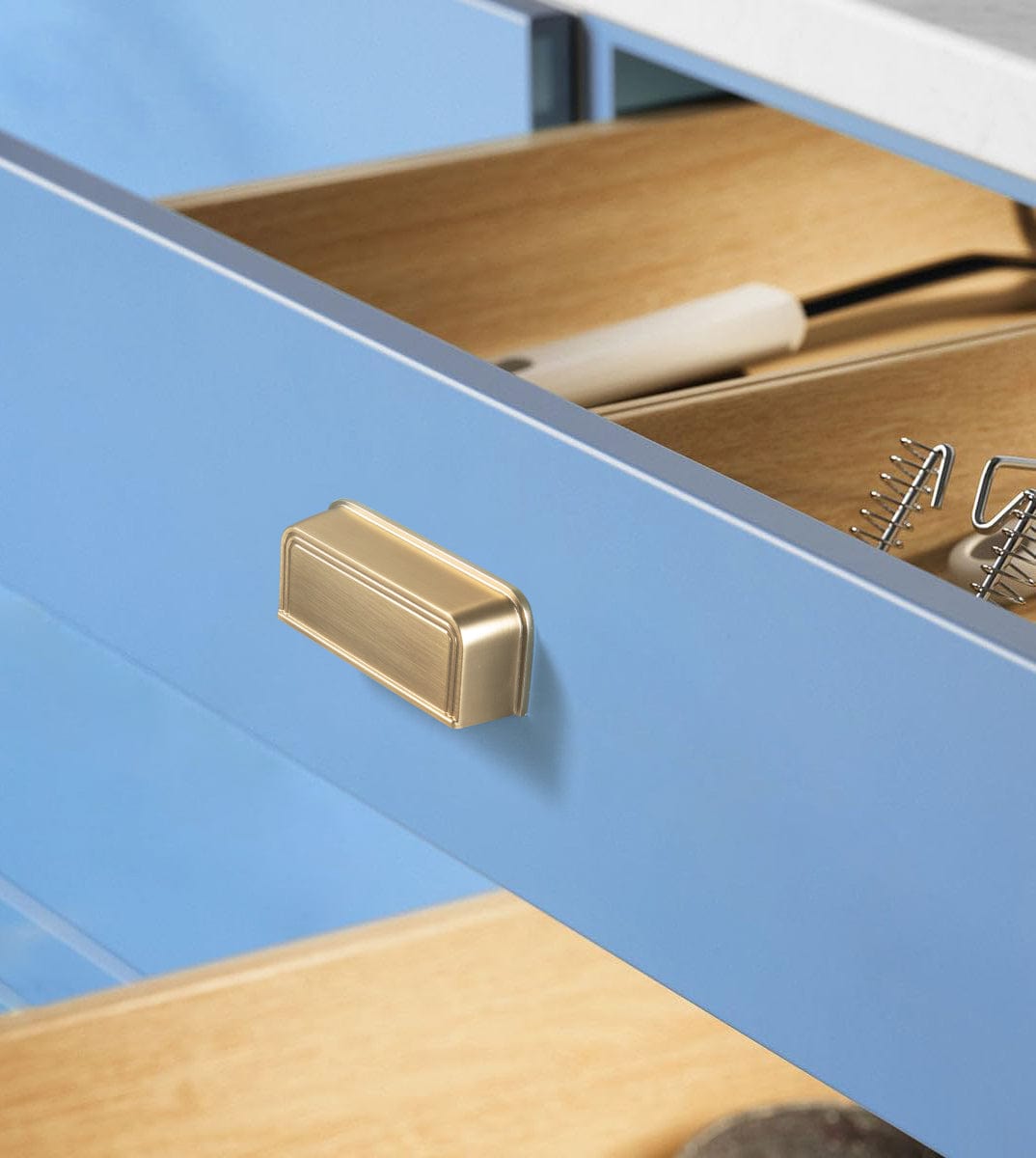 Goo-Ki Rectangular Profile Cabinet Pulls with Trimmed Edges - Retro Drawer Handles
