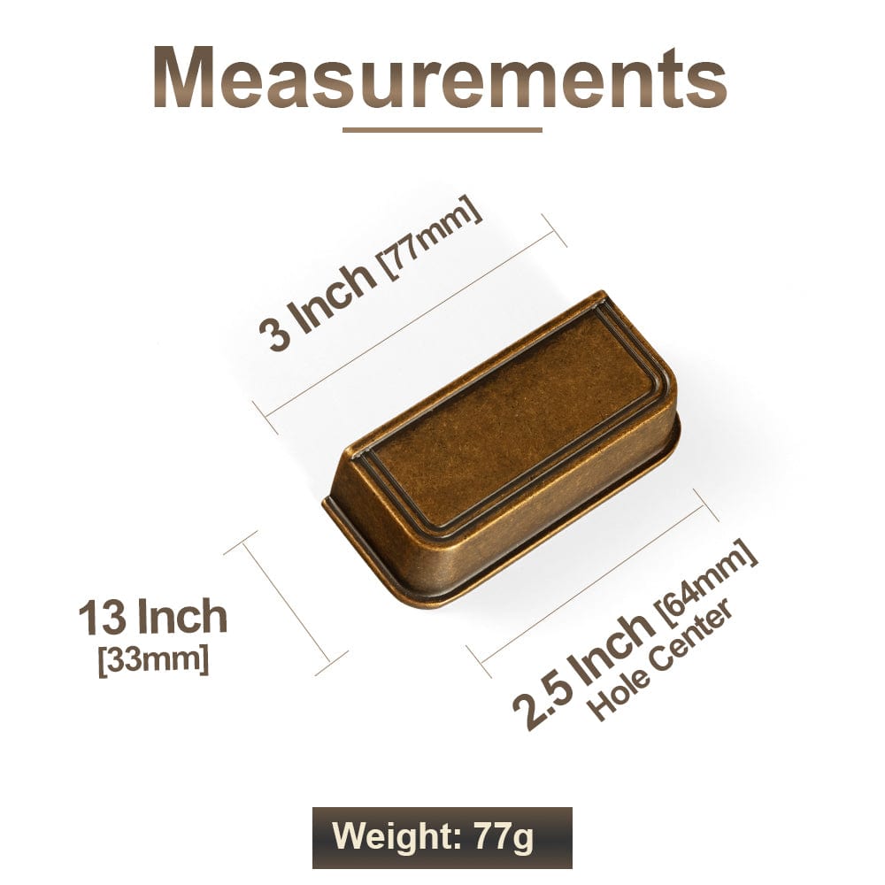 Goo-Ki Rectangular Profile Cabinet Pulls with Trimmed Edges - Retro Drawer Handles