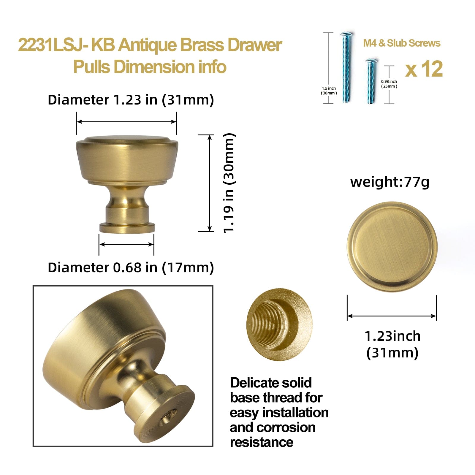 Goo-Ki Retro Drawer Knobs for Dresser Cupboard Solid Zinc Alloy Single Hole Cabinet Hardware