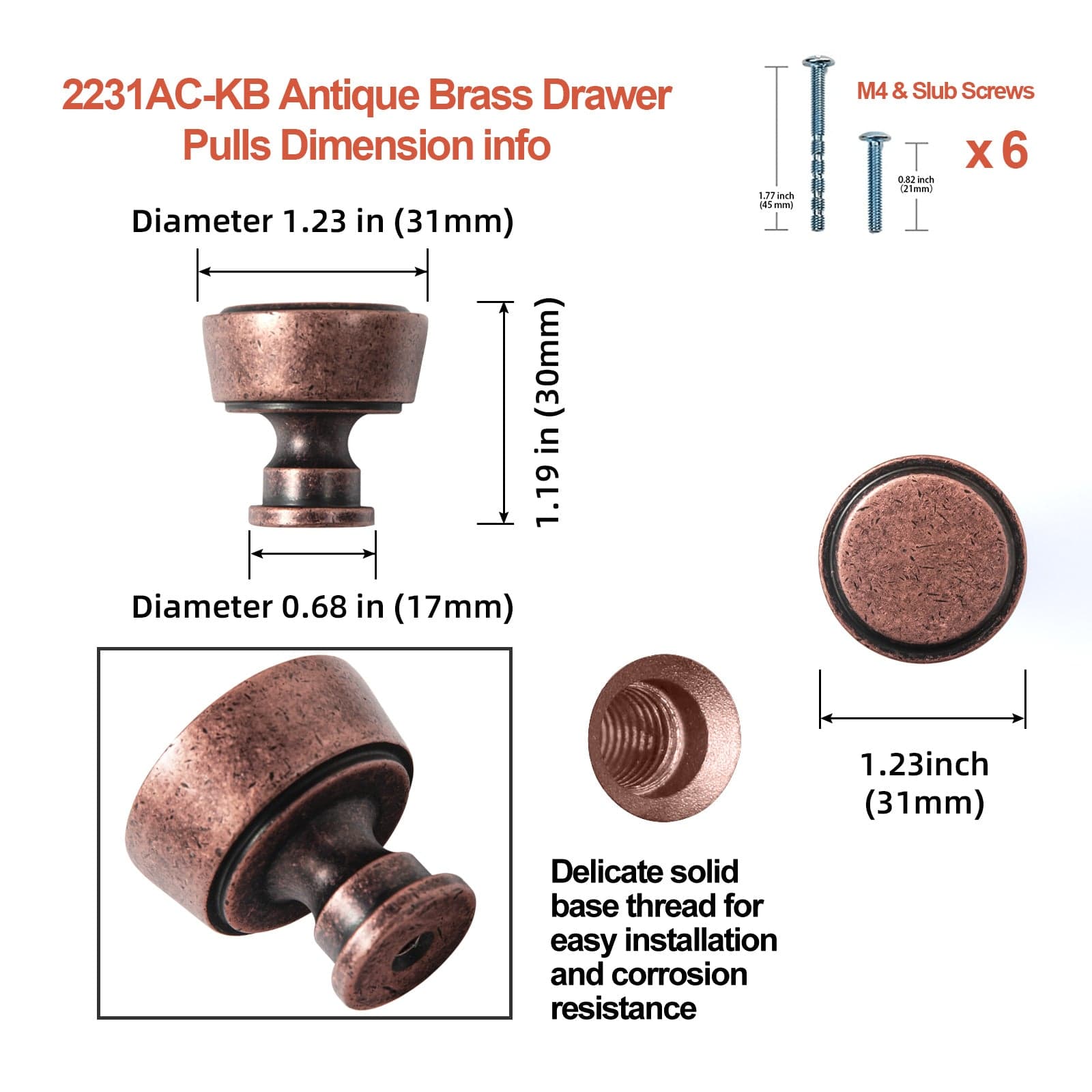 Goo-Ki Retro Drawer Knobs for Dresser Cupboard Solid Zinc Alloy Single Hole Cabinet Hardware