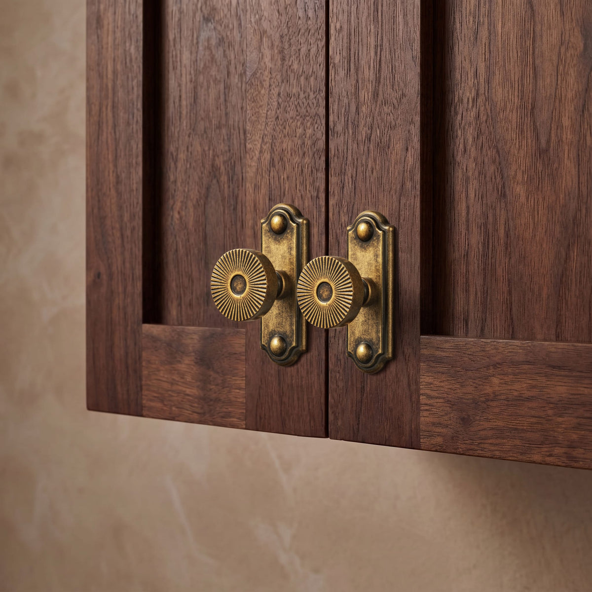 Goo-Ki Retro Radiating Pattern Cabinet Knob with Ornate Backplate, Solid Zinc Alloy Drawer Knob for Classic Cabinet Renovation
