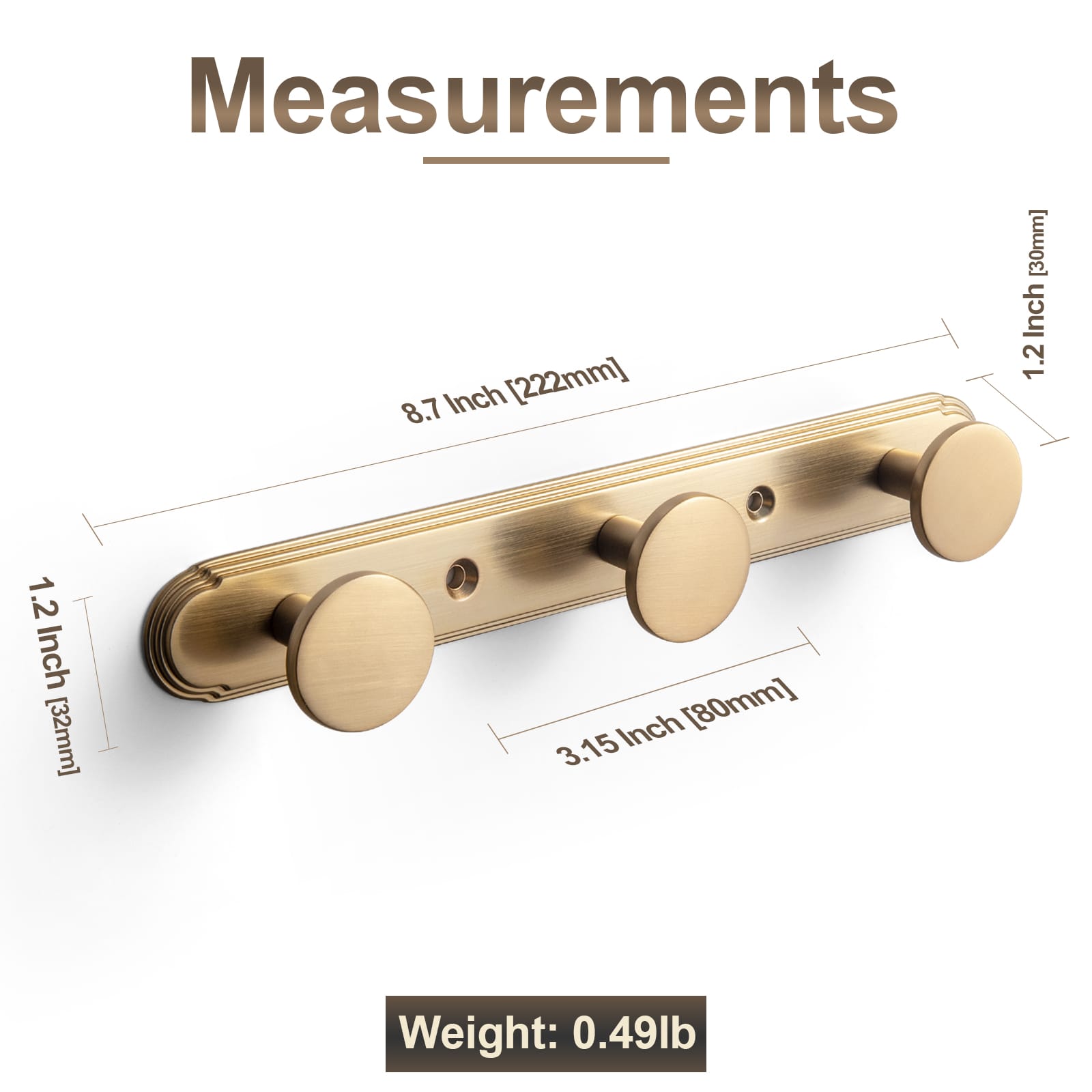 Goo-Ki Retro Zinc Alloy Multi-Hook Coat Rail, Heavy-Duty Round Knob Wall Hanger for Clothes, Hats, Towels, Ideal for Hallway & Closet