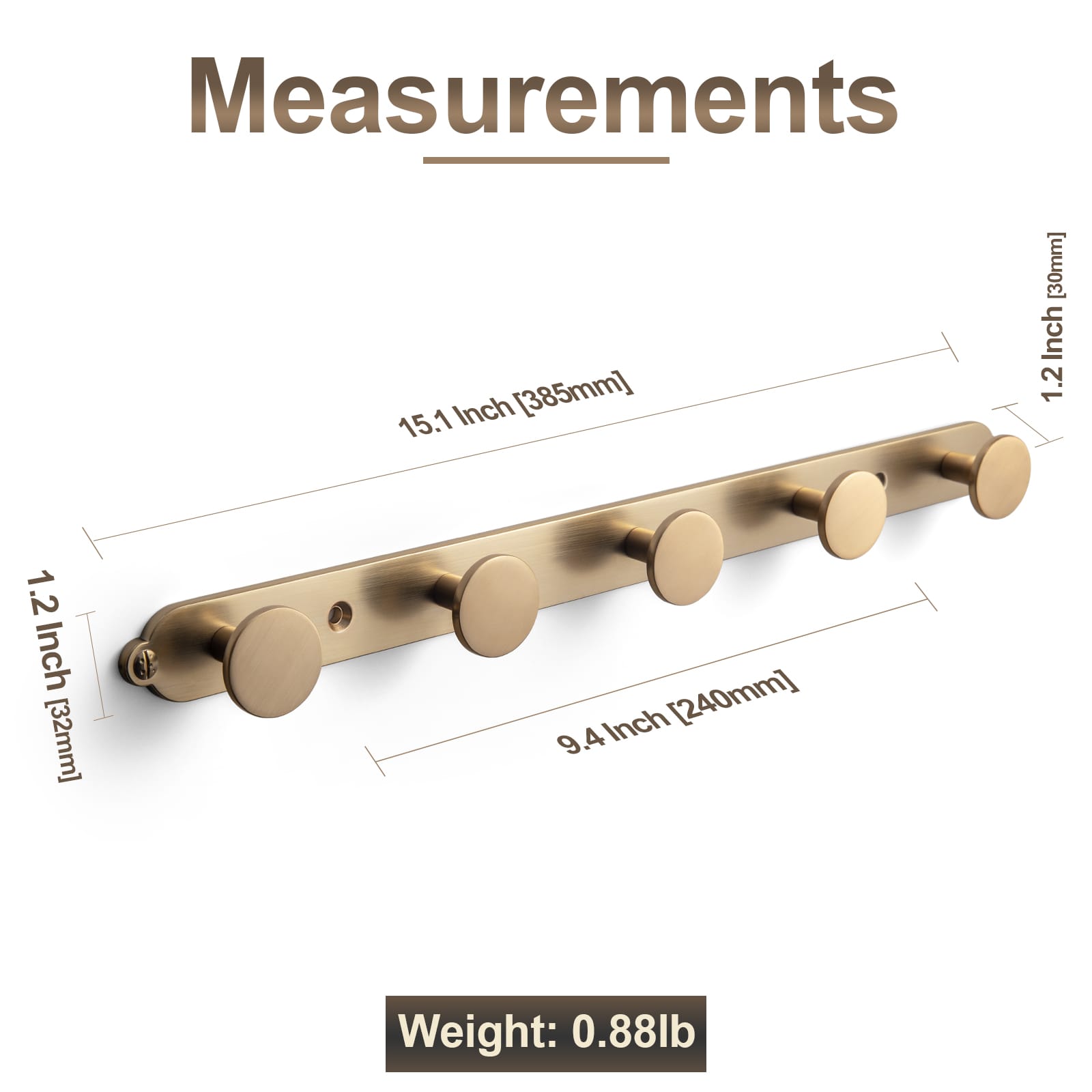 Goo-Ki Retro Zinc Alloy Multi-Hook Coat Rail, Heavy-Duty Round Knob Wall Hanger for Clothes, Hats, Towels, Ideal for Hallway & Closet