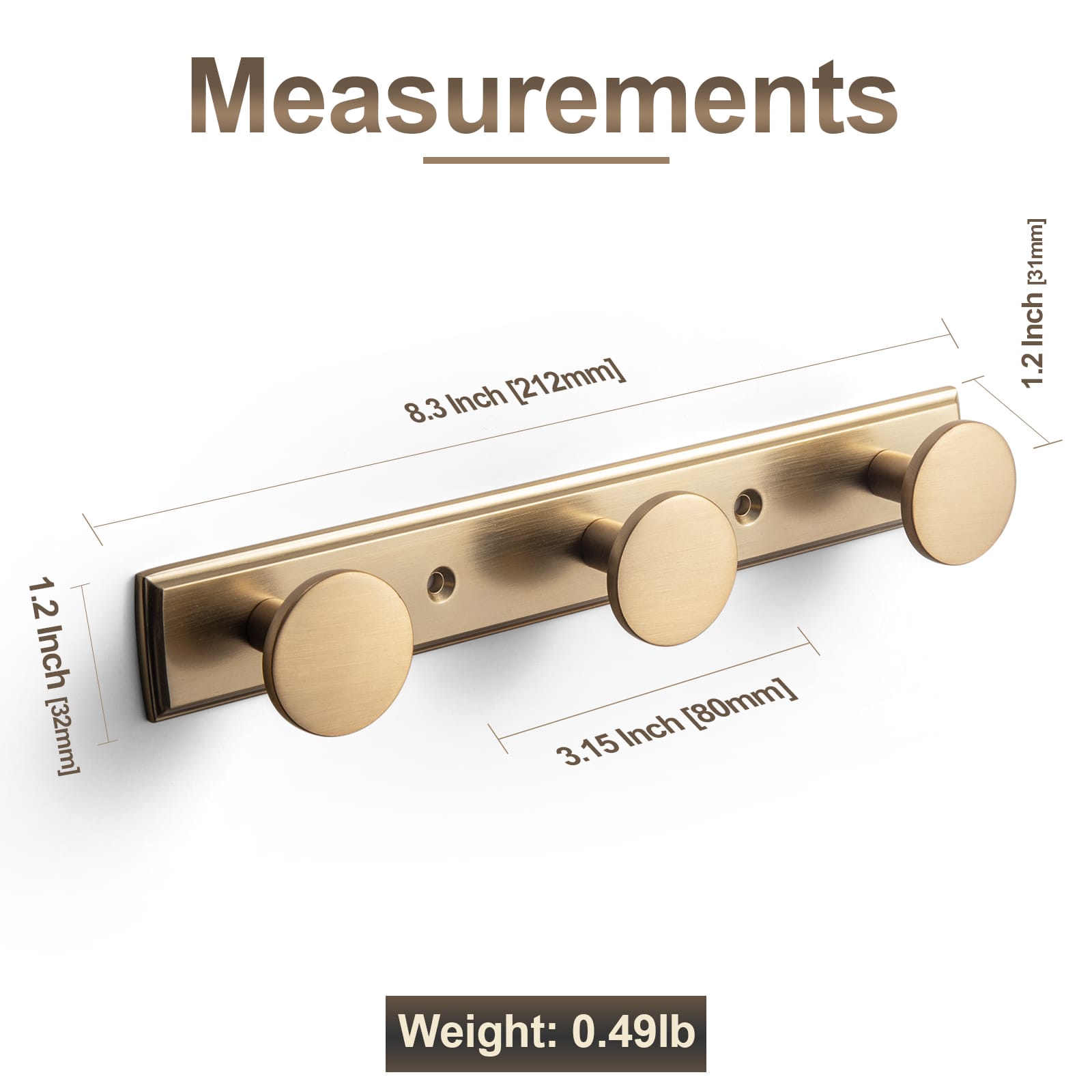 Goo-Ki Retro Zinc Alloy Multi-Hook Coat Rail, Heavy-Duty Round Knob Wall Hanger for Clothes, Hats, Towels, Ideal for Hallway & Closet