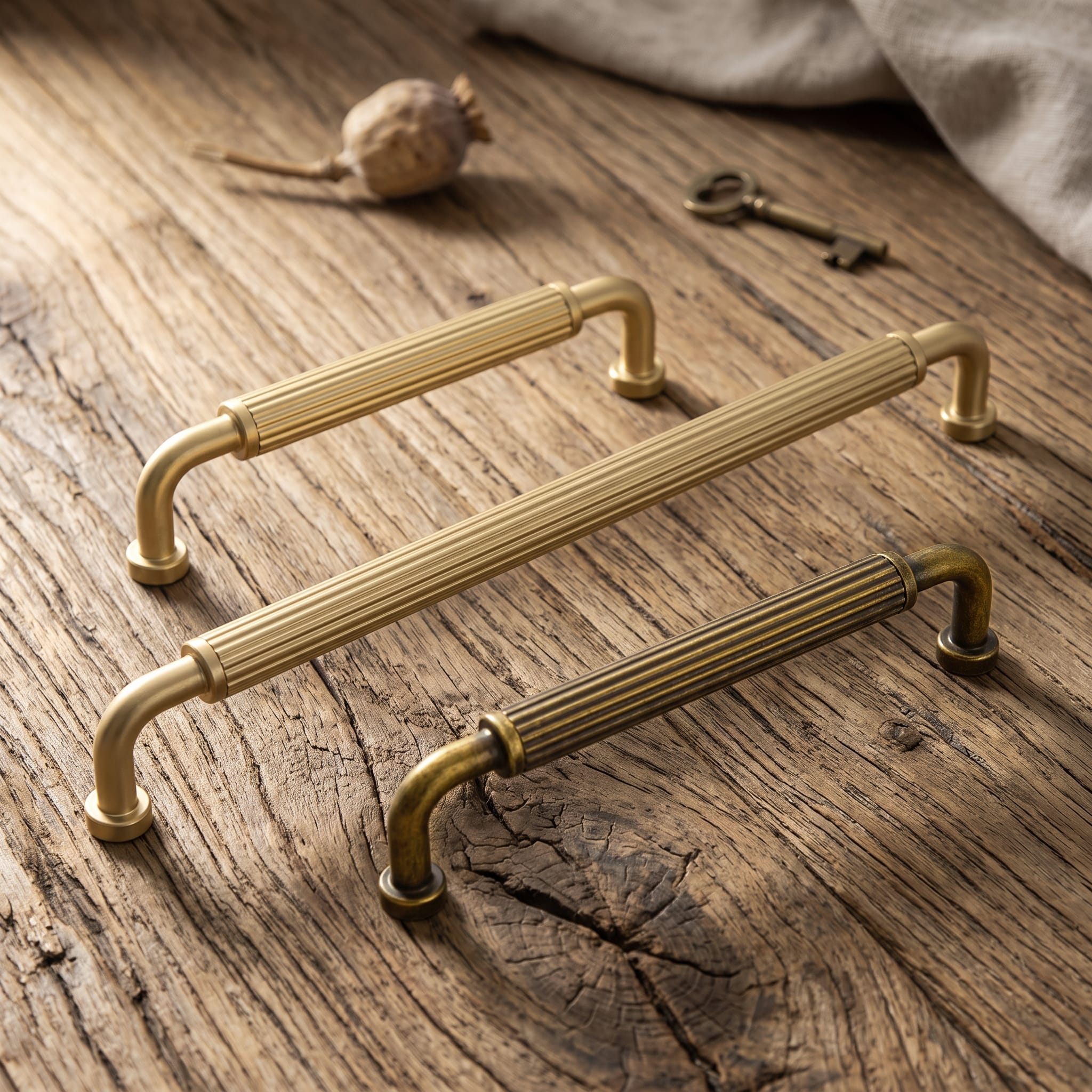 Goo-Ki Ribbed Bar Cabinet Pulls, Aluminum Grip Rail with Zinc Alloy End Pieces Fluted Drawer Handles for Kitchen Cabinet