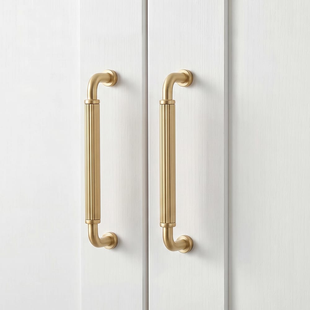 Goo-Ki Ribbed Bar Cabinet Pulls, Aluminum Grip Rail with Zinc Alloy End Pieces Fluted Drawer Handles for Kitchen Cabinet