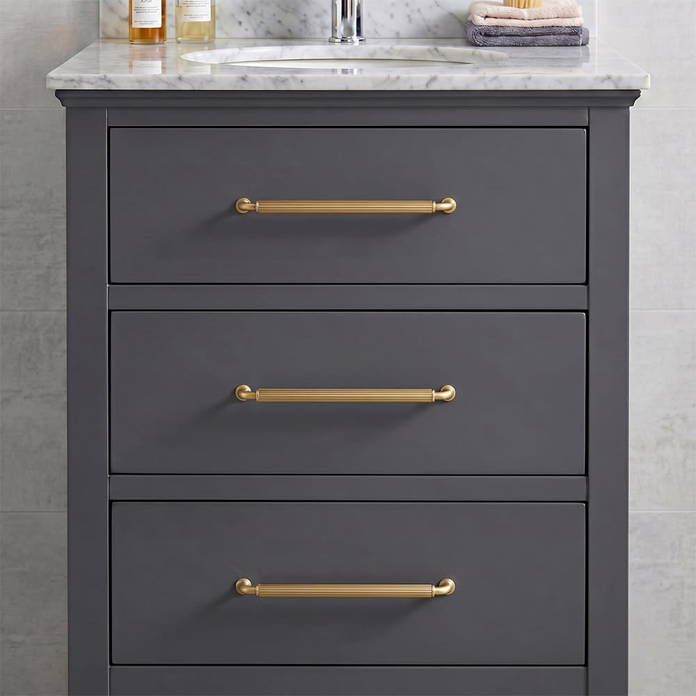 Goo-Ki Ribbed Bar Cabinet Pulls, Aluminum Grip Rail with Zinc Alloy End Pieces Fluted Drawer Handles for Kitchen Cabinet