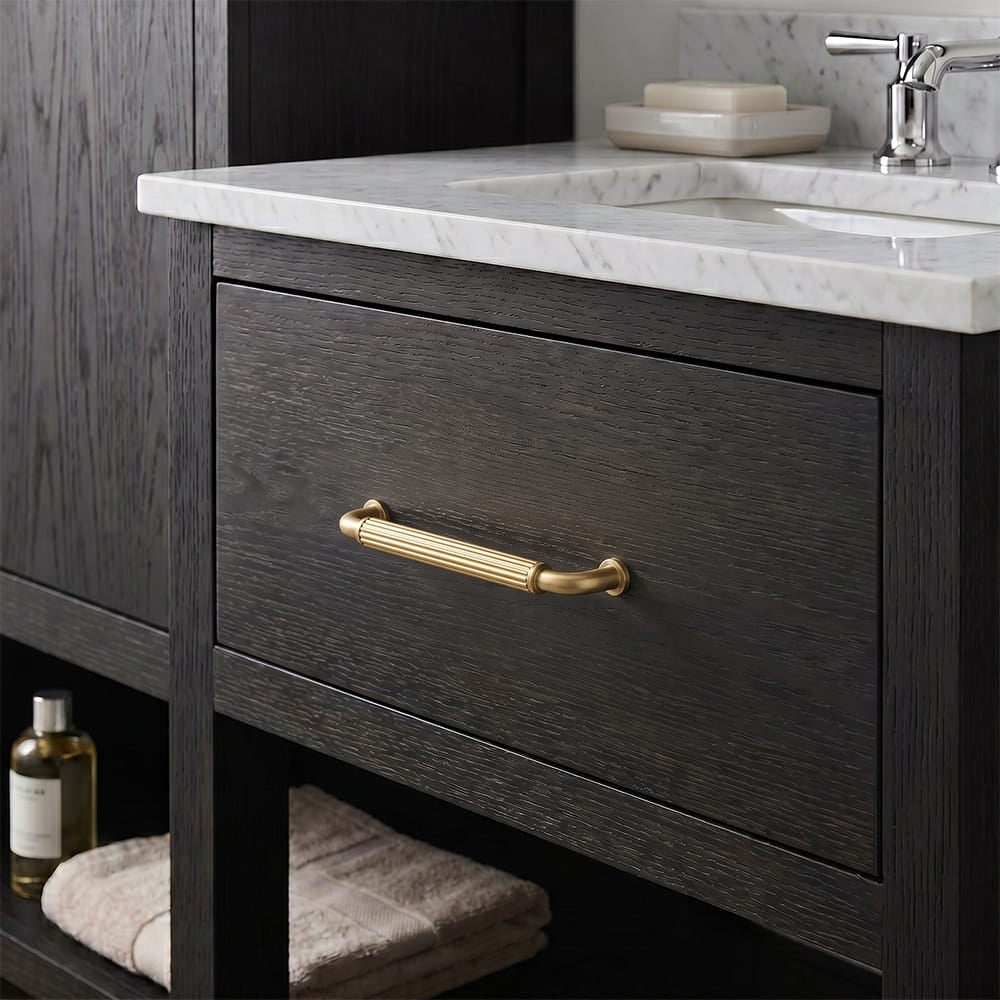 Goo-Ki Ribbed Bar Cabinet Pulls, Aluminum Grip Rail with Zinc Alloy End Pieces Fluted Drawer Handles for Kitchen Cabinet