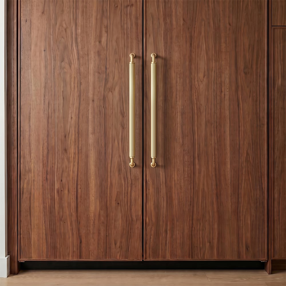 Goo-Ki Ribbed Bar Cabinet Pulls, Aluminum Grip Rail with Zinc Alloy End Pieces Fluted Drawer Handles for Kitchen Cabinet