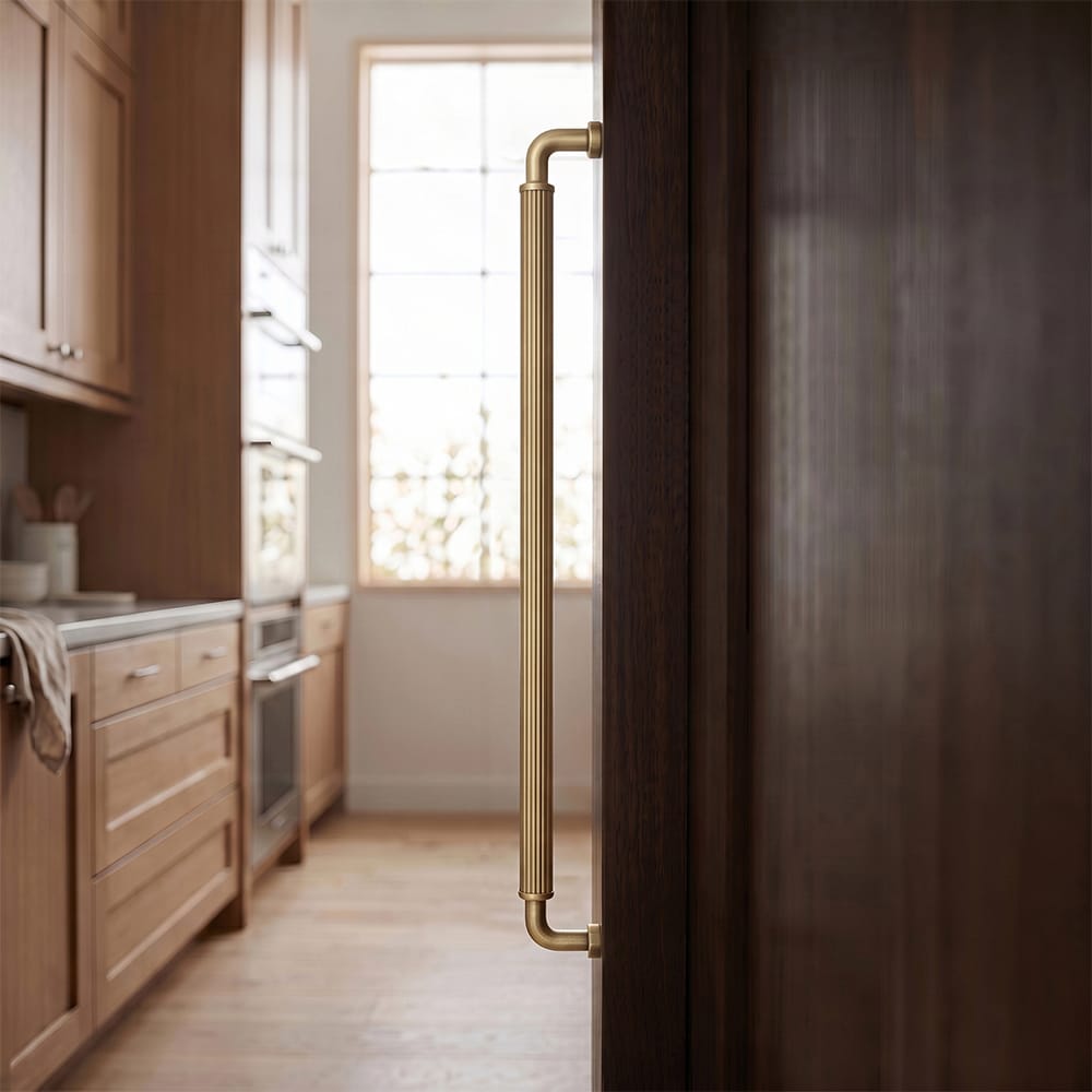 Goo-Ki Ribbed Bar Cabinet Pulls, Aluminum Grip Rail with Zinc Alloy End Pieces Fluted Drawer Handles for Kitchen Cabinet