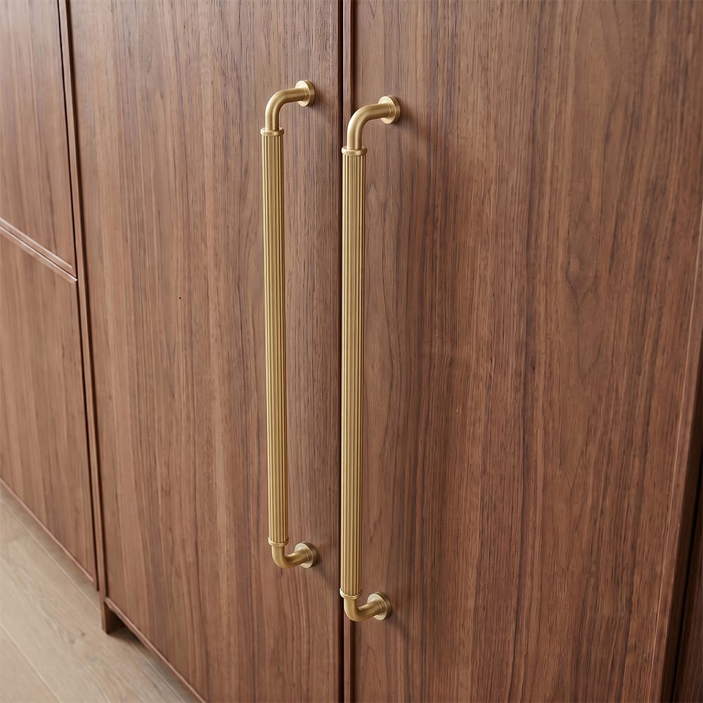 Goo-Ki Ribbed Bar Cabinet Pulls, Aluminum Grip Rail with Zinc Alloy End Pieces Fluted Drawer Handles for Kitchen Cabinet