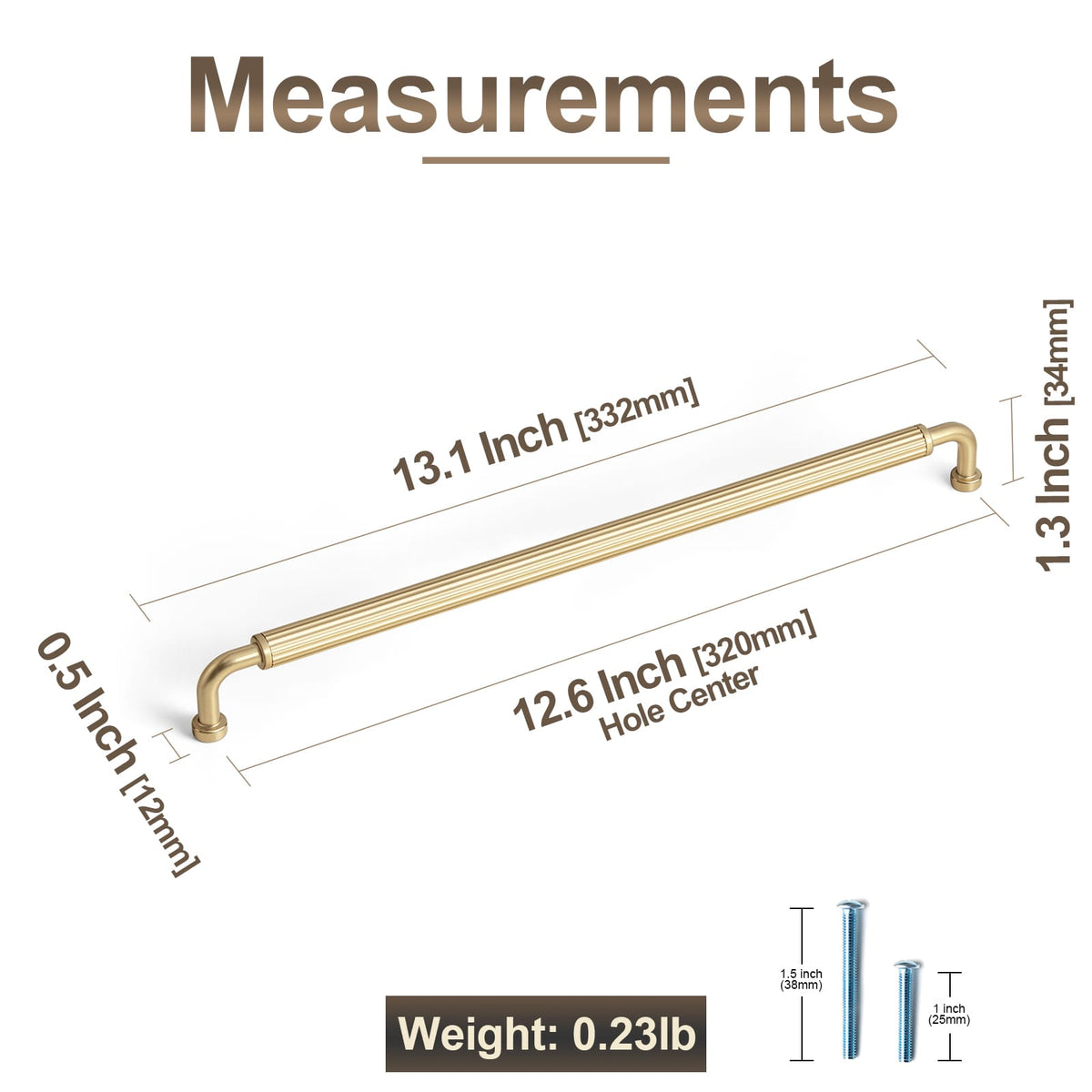 Goo-Ki Ribbed Bar Cabinet Pulls, Aluminum Grip Rail with Zinc Alloy End Pieces Fluted Drawer Handles for Kitchen Cabinet