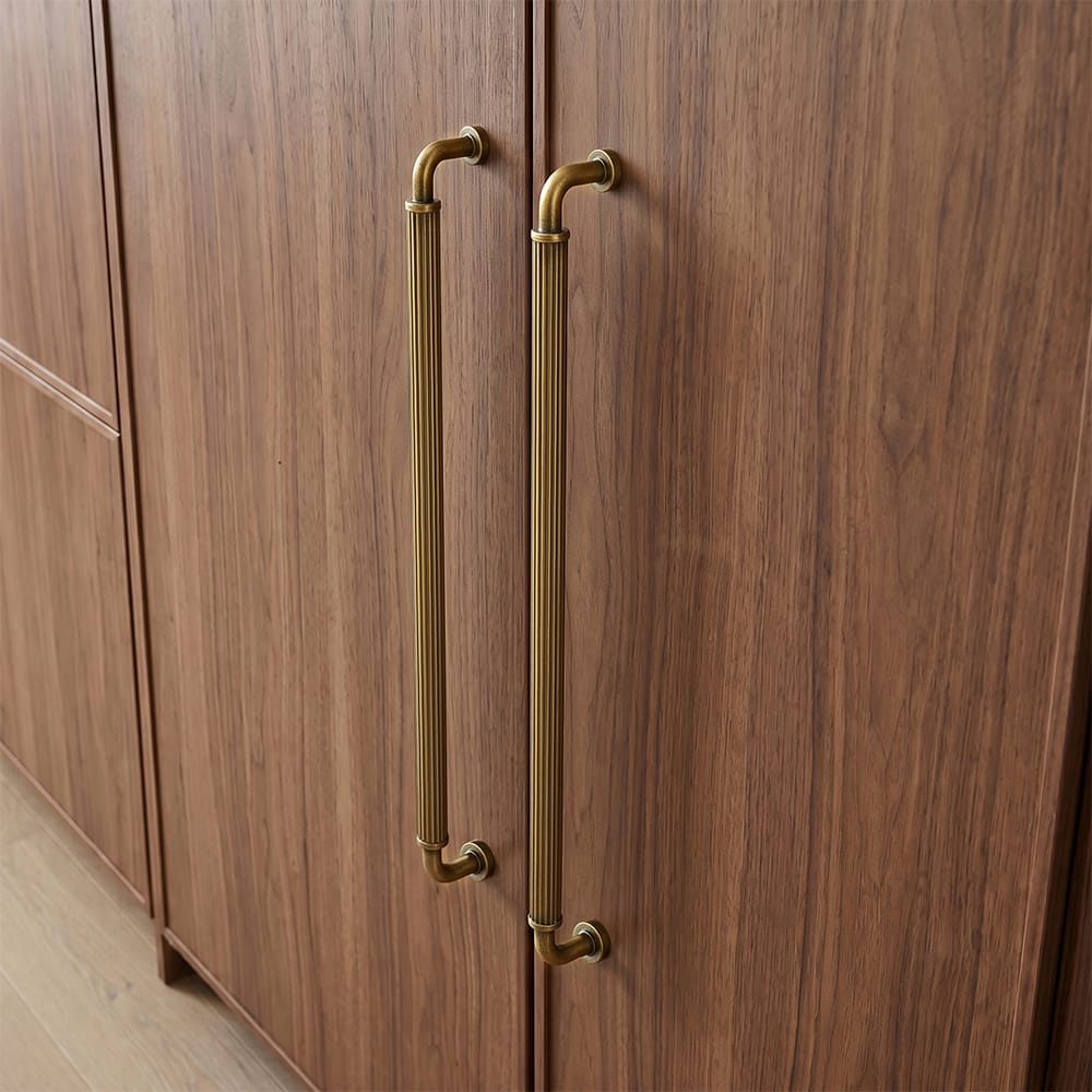 Goo-Ki Ribbed Bar Cabinet Pulls, Aluminum Grip Rail with Zinc Alloy End Pieces Fluted Drawer Handles for Kitchen Cabinet