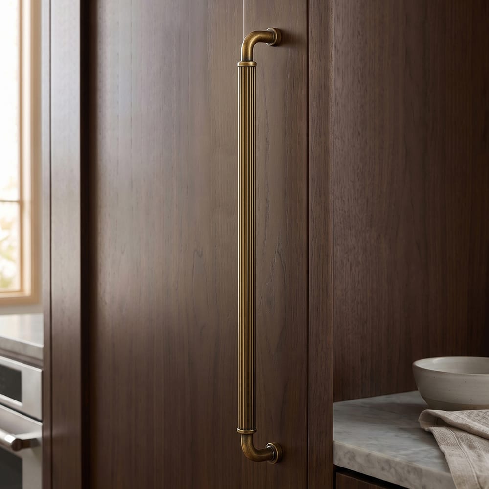 Goo-Ki Ribbed Bar Cabinet Pulls, Aluminum Grip Rail with Zinc Alloy End Pieces Fluted Drawer Handles for Kitchen Cabinet