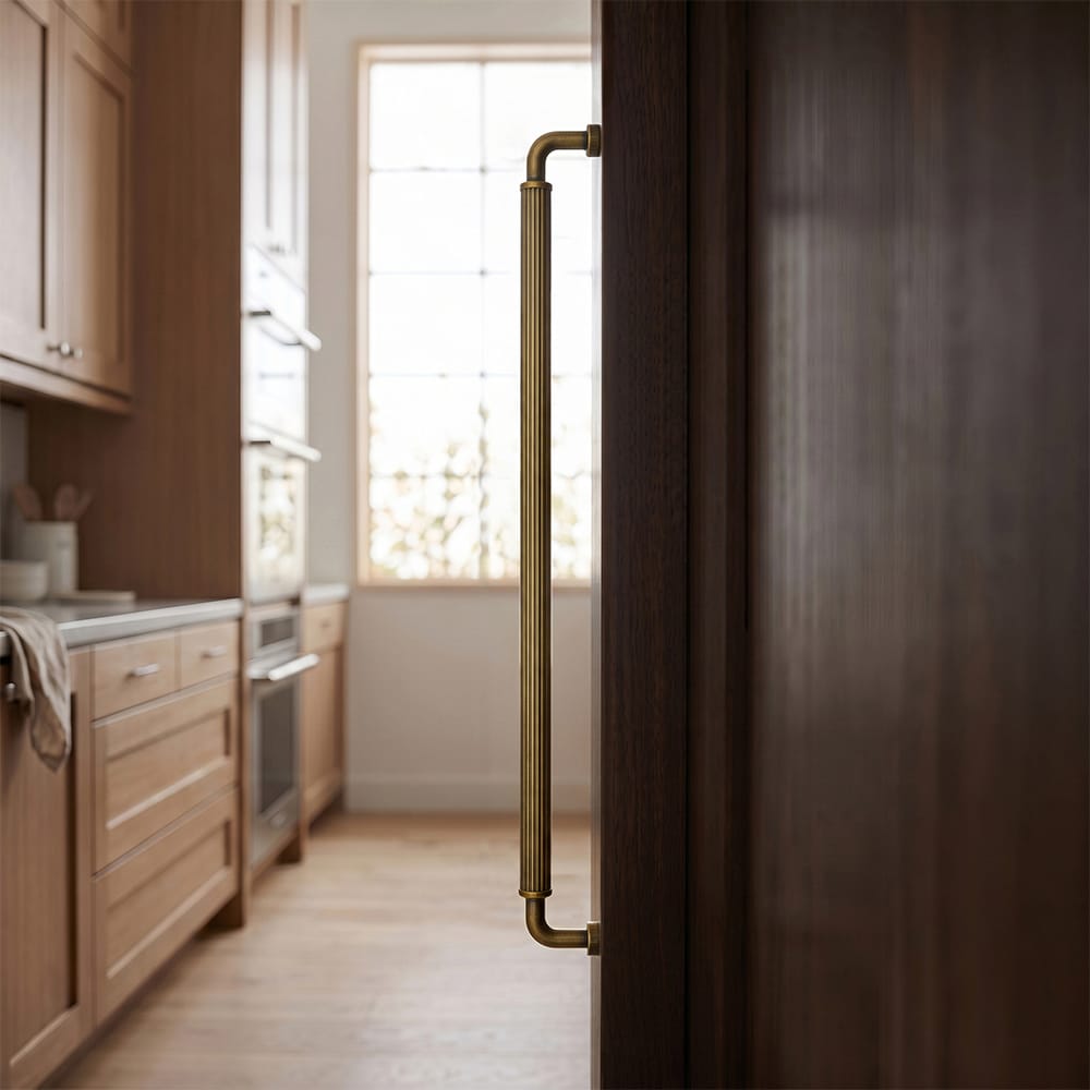 Goo-Ki Ribbed Bar Cabinet Pulls, Aluminum Grip Rail with Zinc Alloy End Pieces Fluted Drawer Handles for Kitchen Cabinet