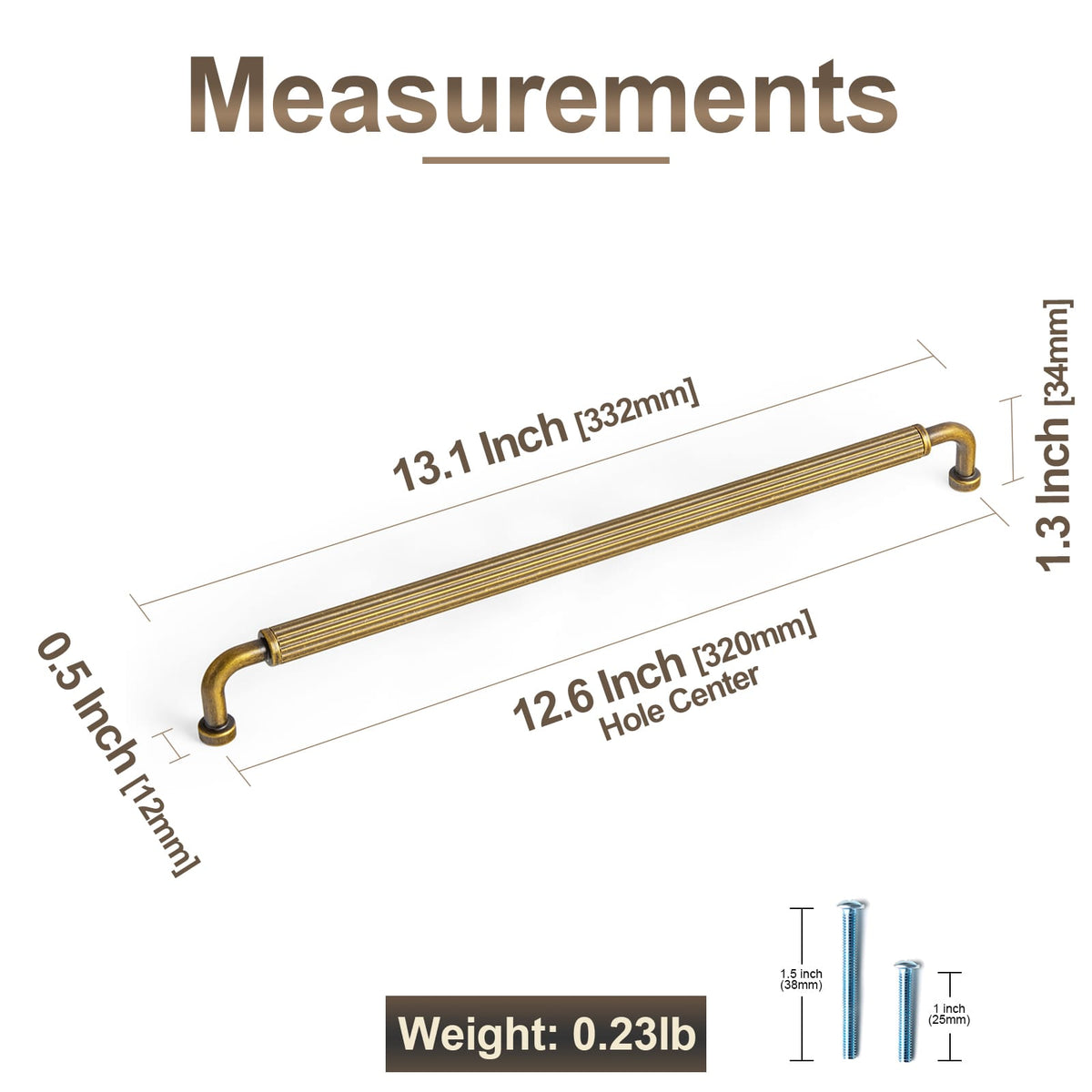 Goo-Ki Ribbed Bar Cabinet Pulls, Aluminum Grip Rail with Zinc Alloy End Pieces Fluted Drawer Handles for Kitchen Cabinet