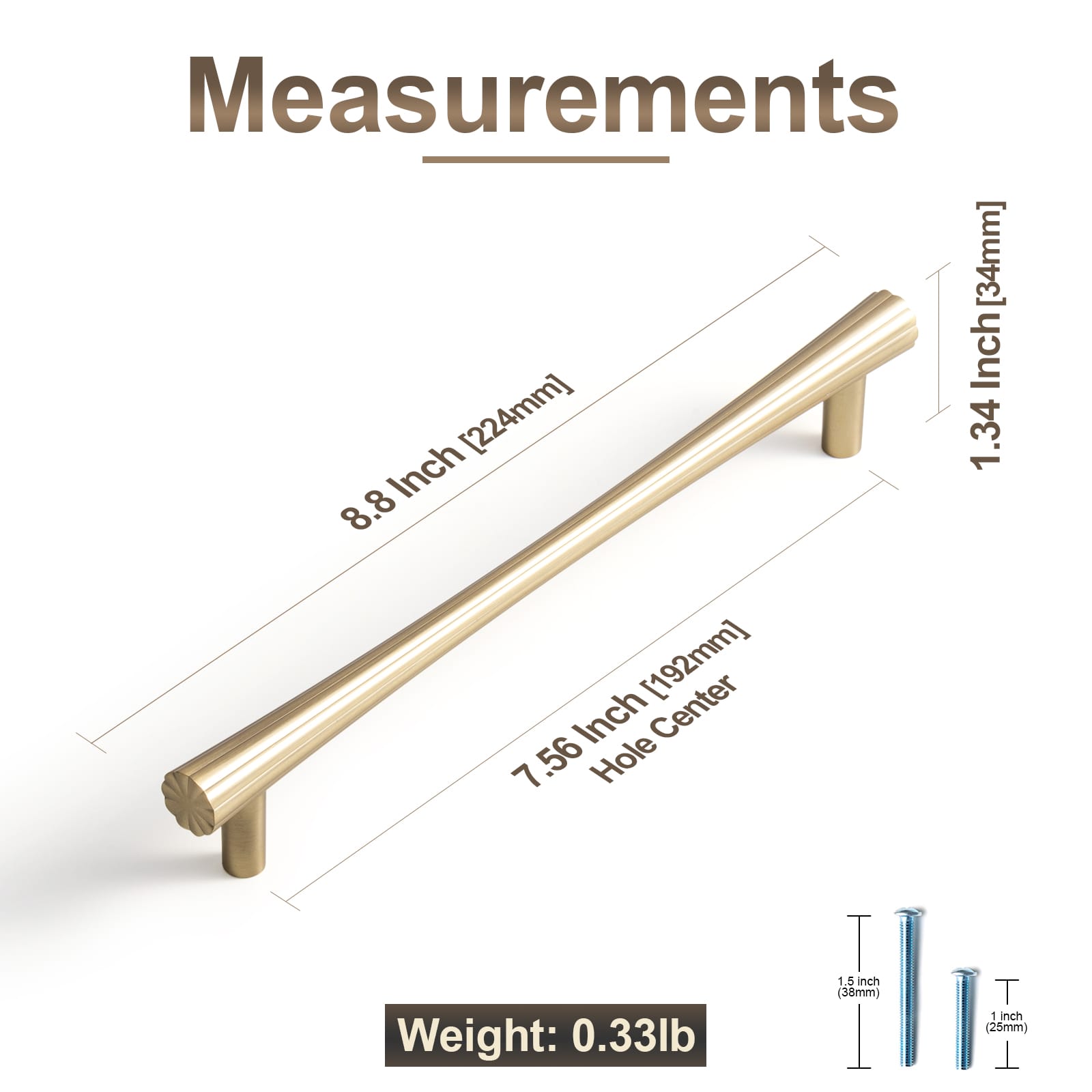 Goo-Ki Ribbed Fluted Cabinet Pull Handles Premium Zinc Alloy T-Bar Furniture Hardware