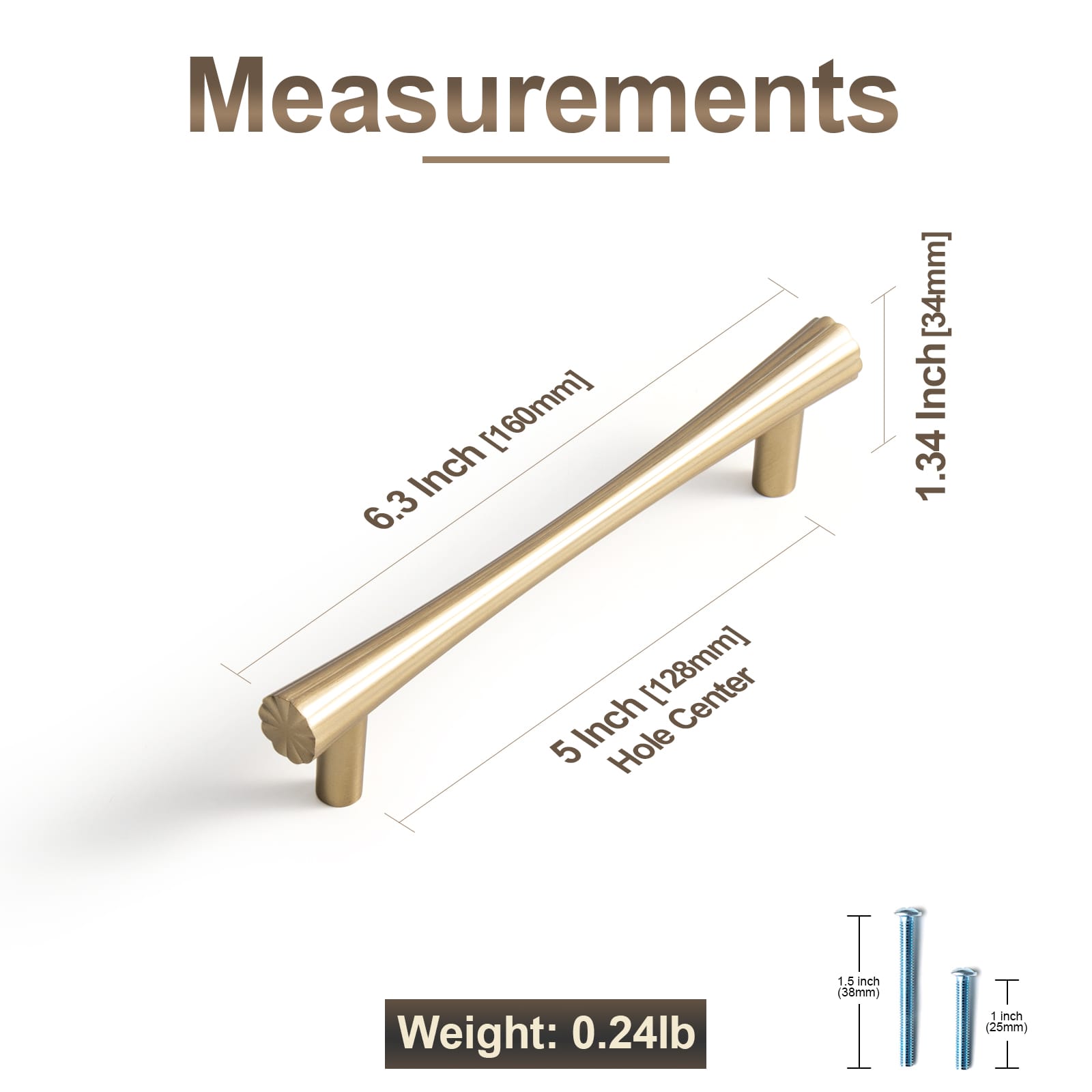 Goo-Ki Ribbed Fluted Cabinet Pull Handles Premium Zinc Alloy T-Bar Furniture Hardware