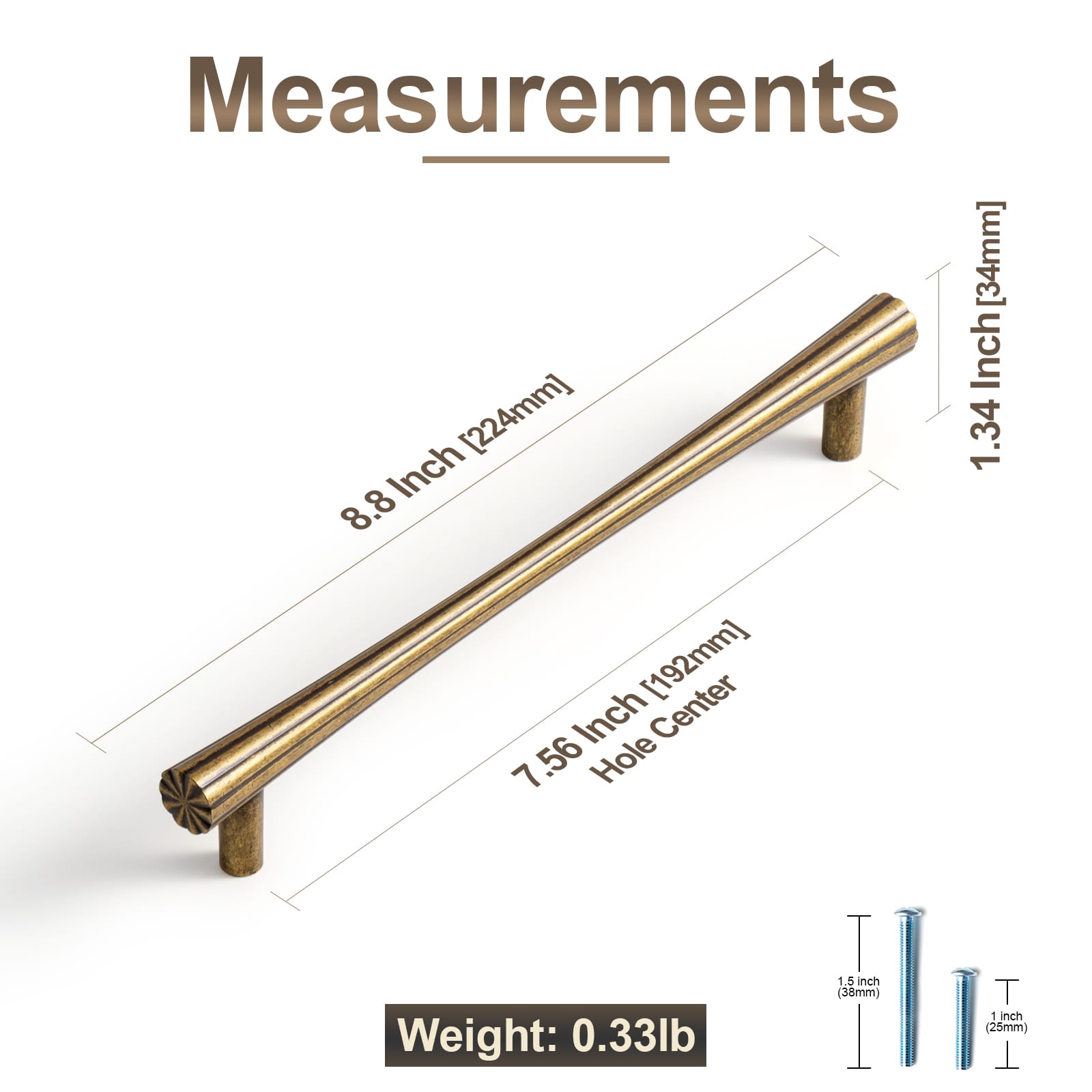 Goo-Ki Ribbed Fluted Cabinet Pull Handles Premium Zinc Alloy T-Bar Furniture Hardware