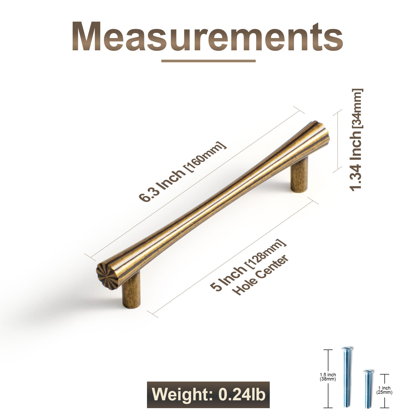 Goo-Ki Ribbed Fluted Cabinet Pull Handles Premium Zinc Alloy T-Bar Furniture Hardware