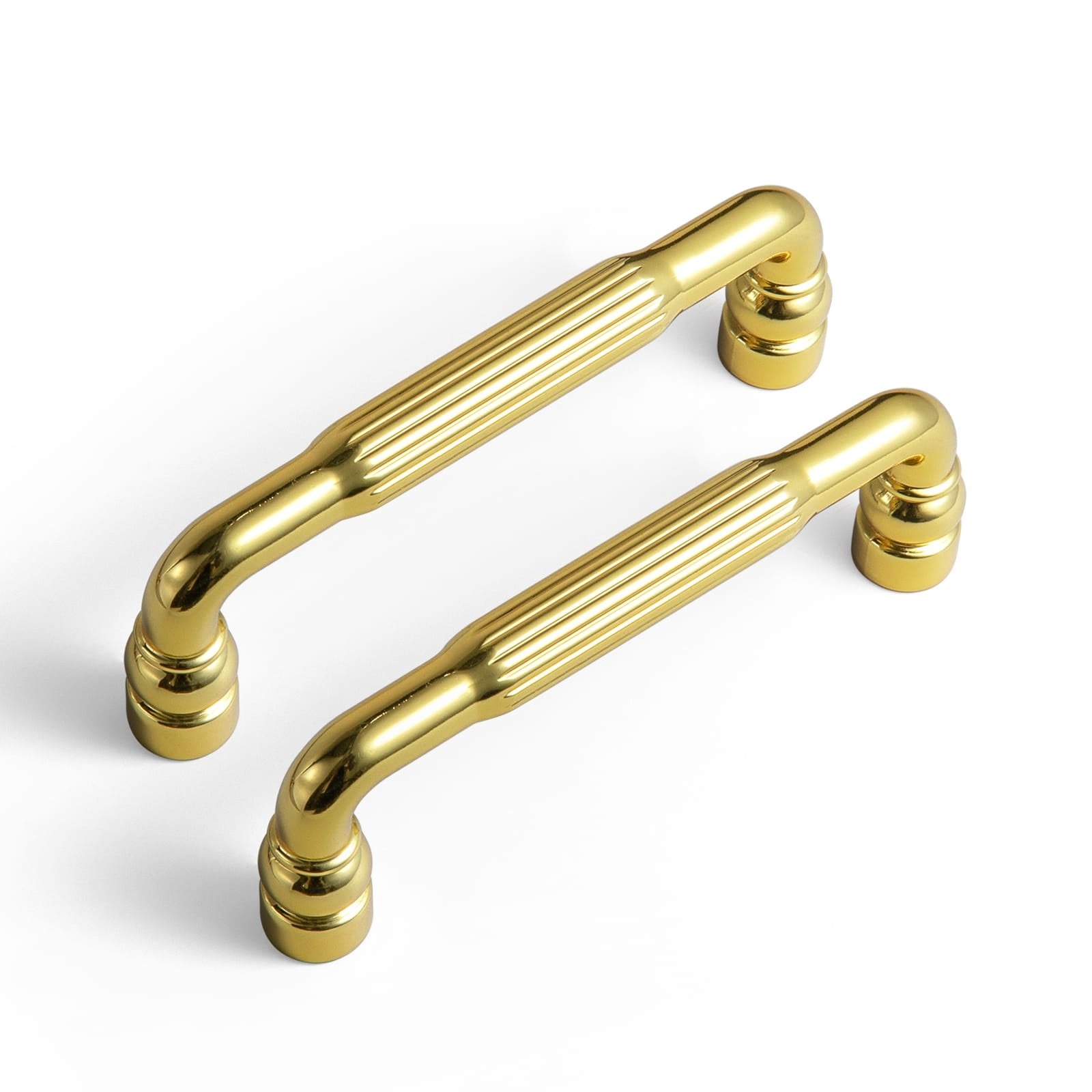 Goo-Ki Rich Gold / 3'' Hole Center / 6 Pack Industrial Decorative Cabinet Pulls Unique L-shaped Drawer Handles with Textured Grip